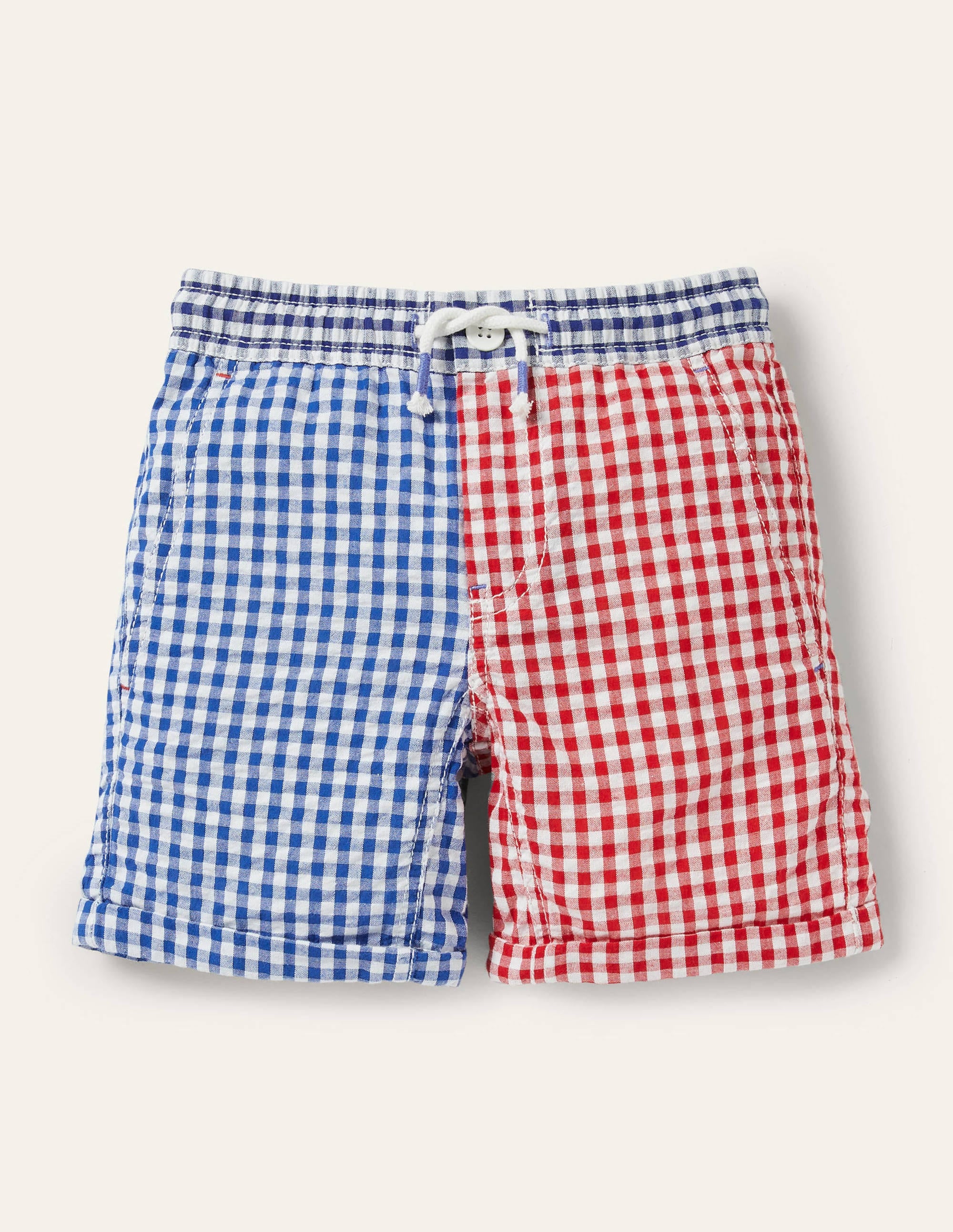 Smart Roll-up Shorts-Rockabilly Red/Celeste Blue - Image 1