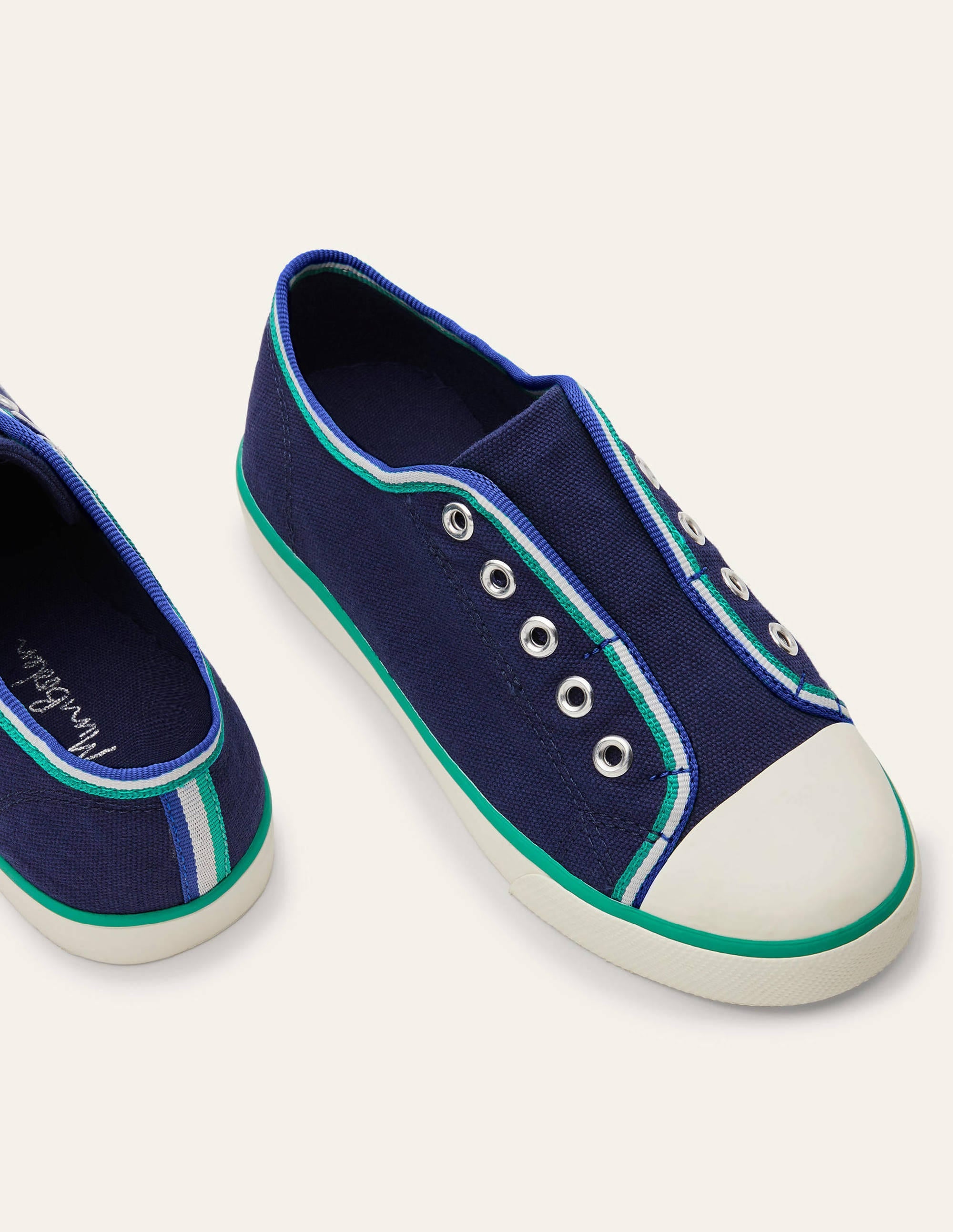 Laceless Canvas Pull-ons-College Navy - Image 1