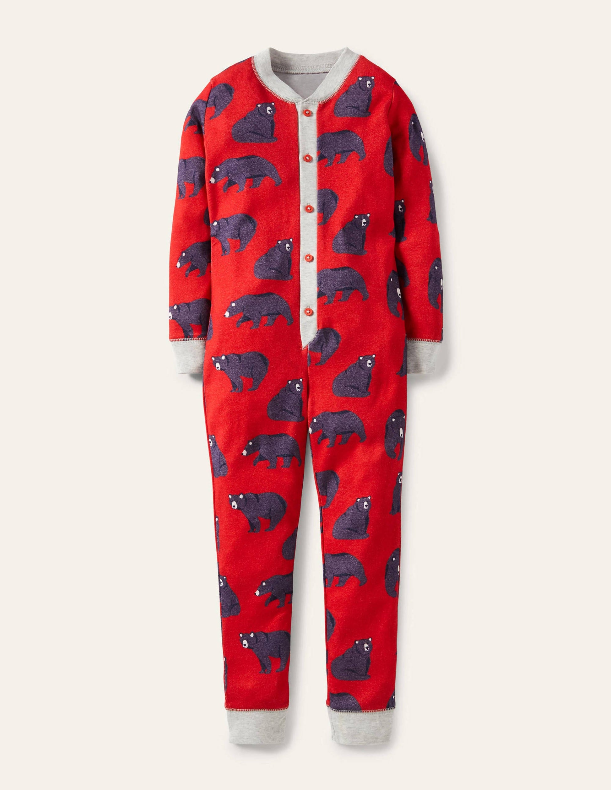 Snug All-In-One Pyjamas-Rockabilly Red Bears-1