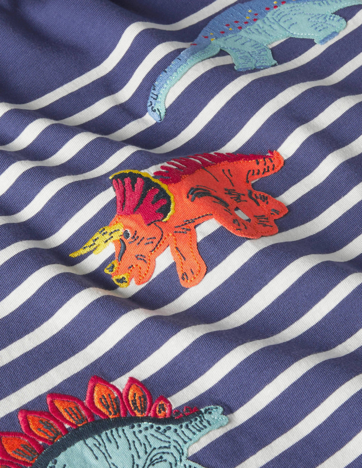 Appliqué Breton T-shirt-Starboard Blue/Ivory Dinos-3