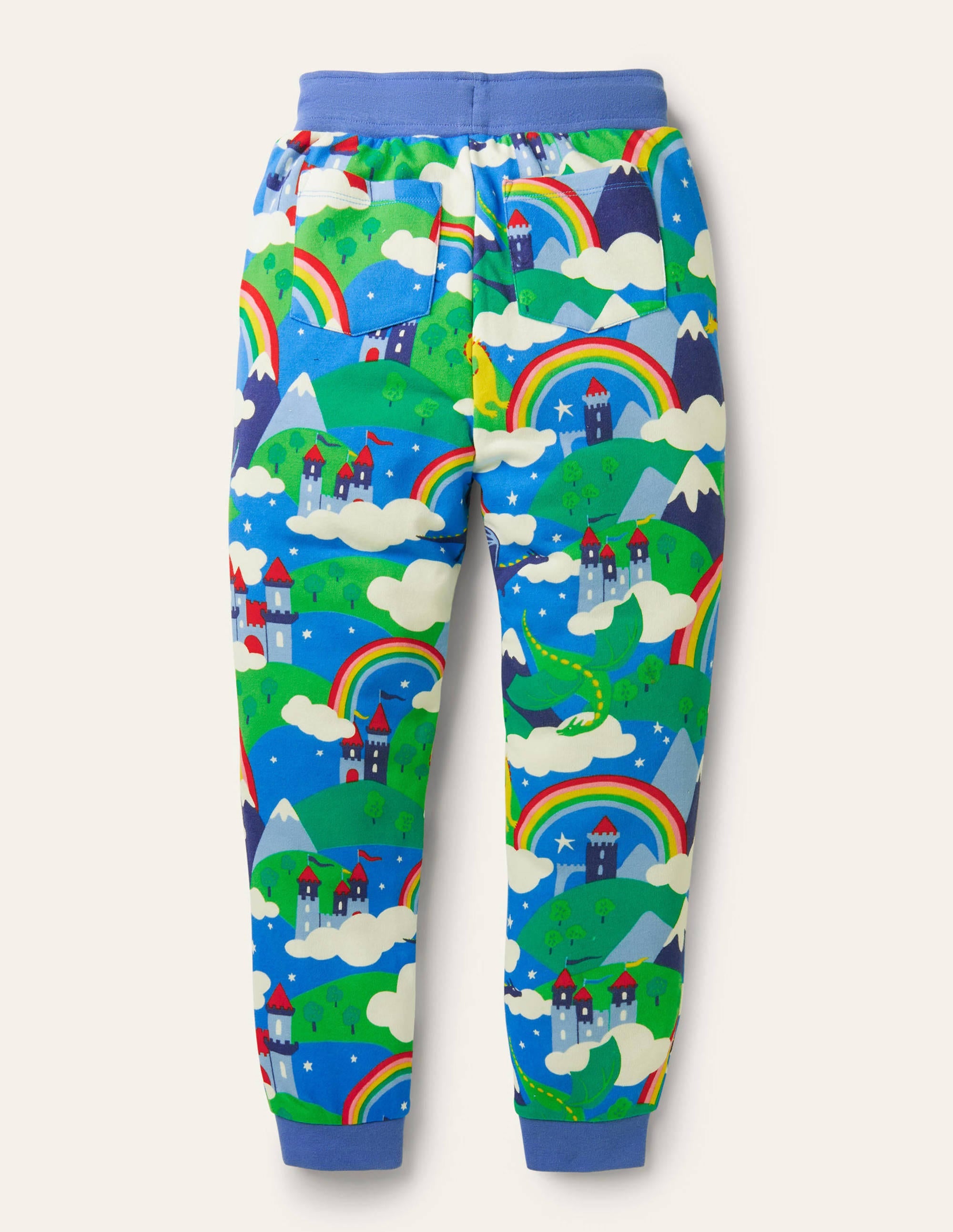 Printed Joggers-Blue Rainbow Dragon Sky - Image 2