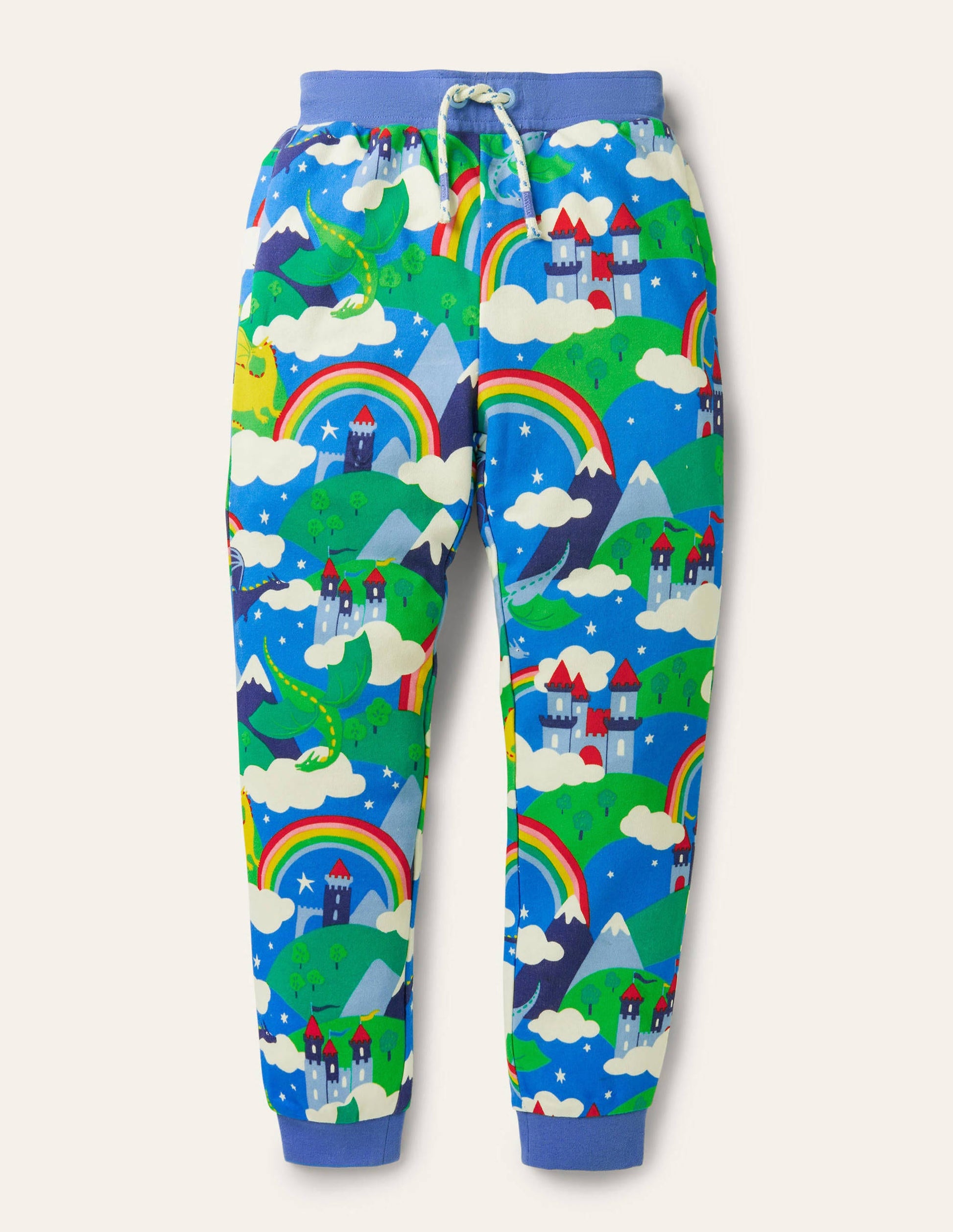 Printed Joggers-Blue Rainbow Dragon Sky-1