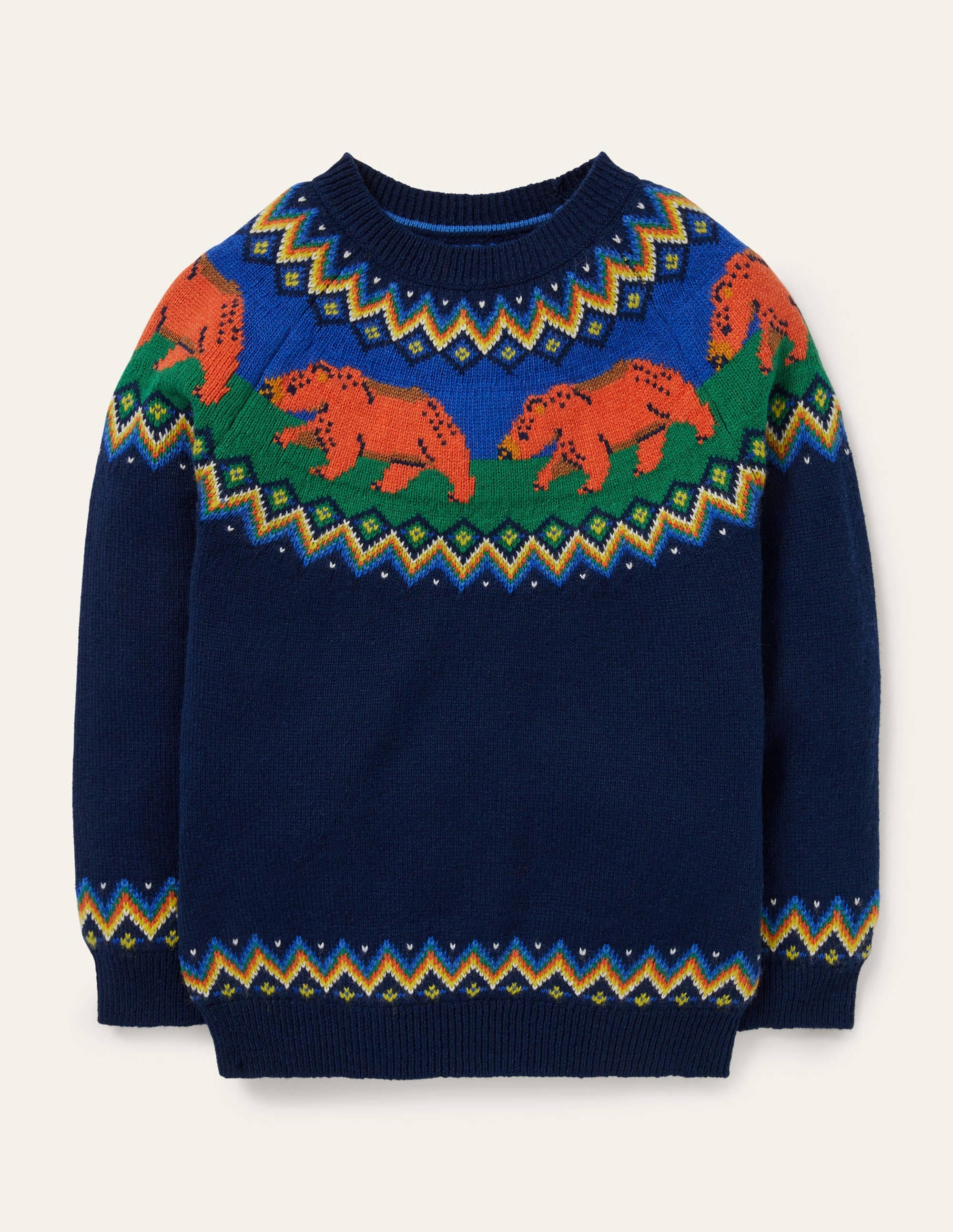 Fair Isle Crew Jumper-College Navy Bears - Image 1