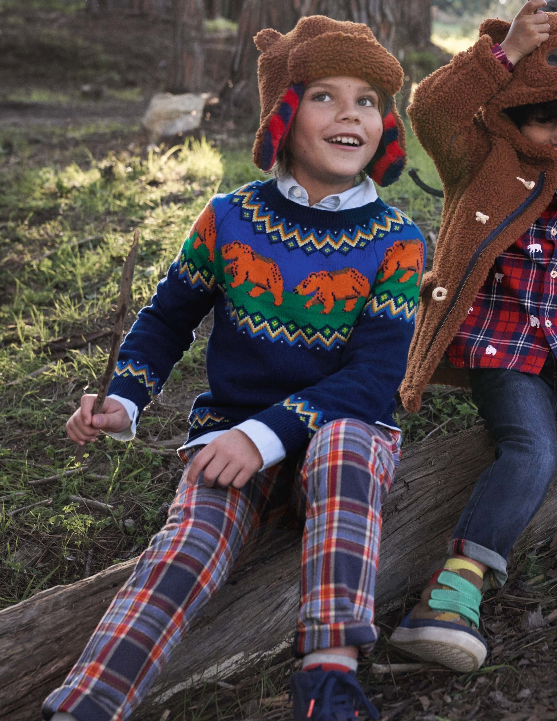 Fair Isle Crew Jumper-College Navy Bears-4