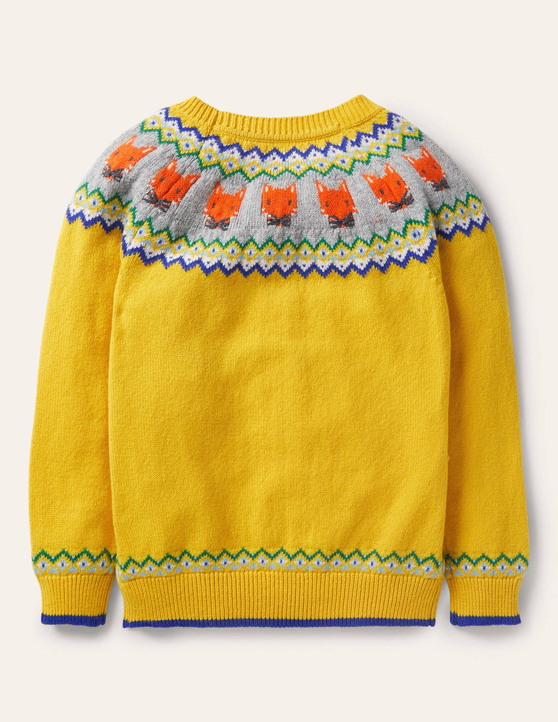 Fair Isle Crew Jumper-Honeycomb Yellow Foxes-2