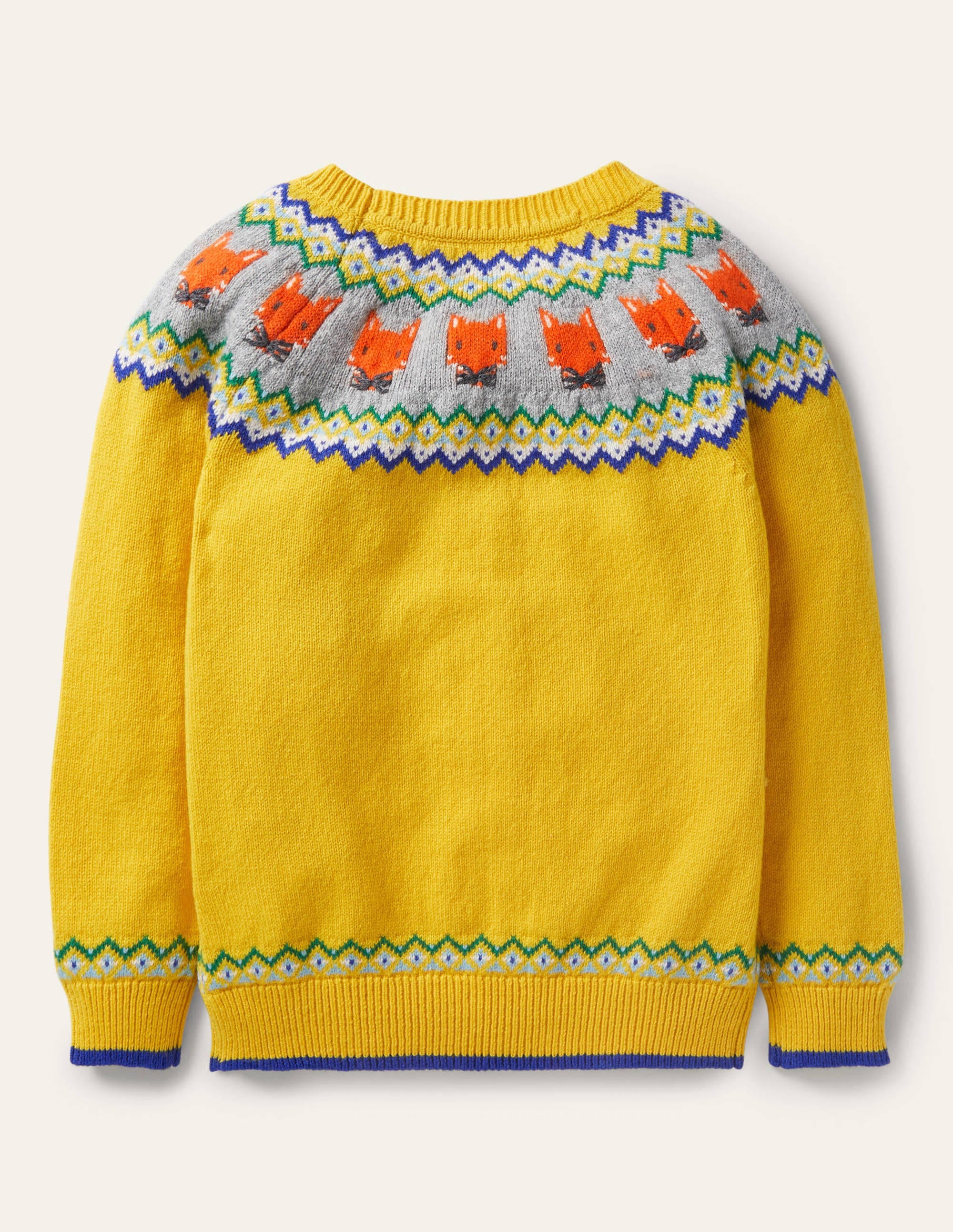 Fair Isle Crew Jumper-Honeycomb Yellow Foxes - Image 2