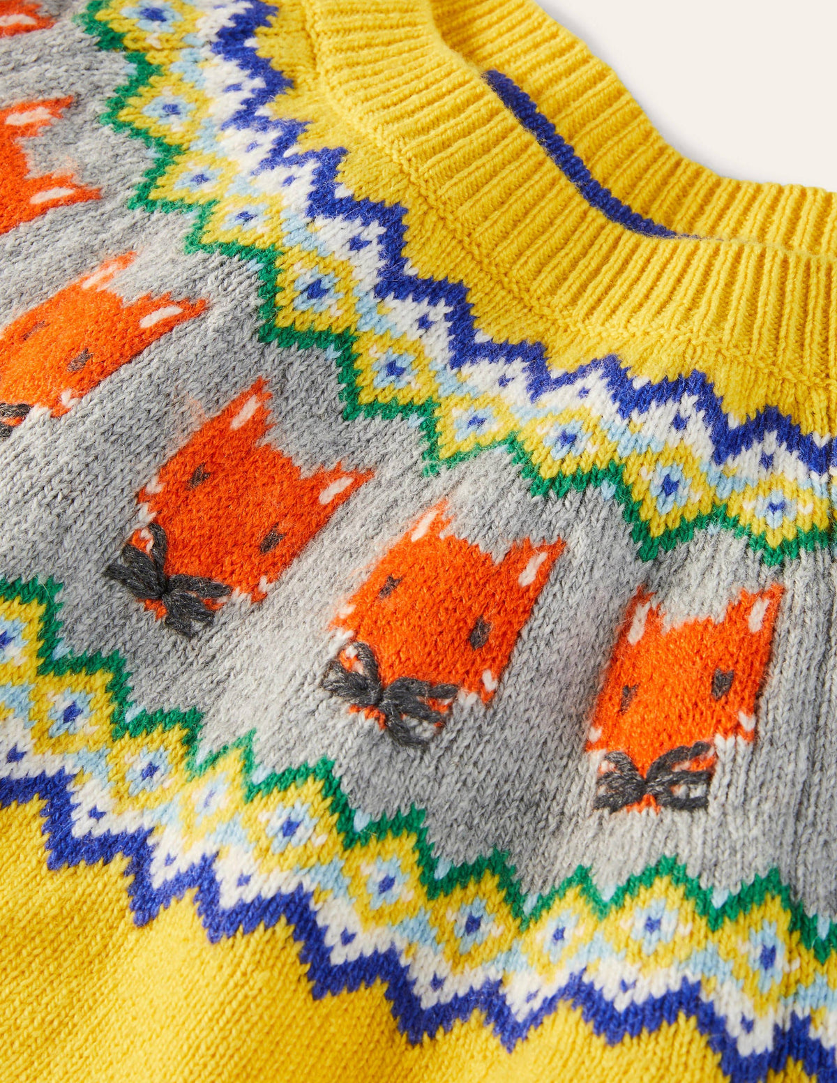 Fair Isle Crew Jumper-Honeycomb Yellow Foxes - Image 3