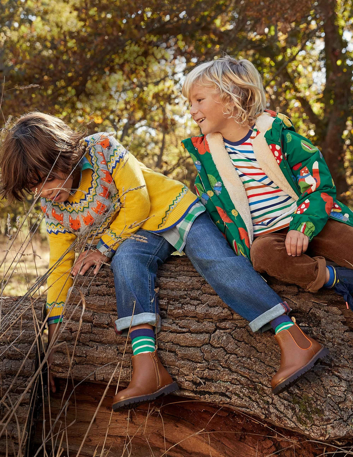 Fair Isle Crew Jumper-Honeycomb Yellow Foxes - Image 4