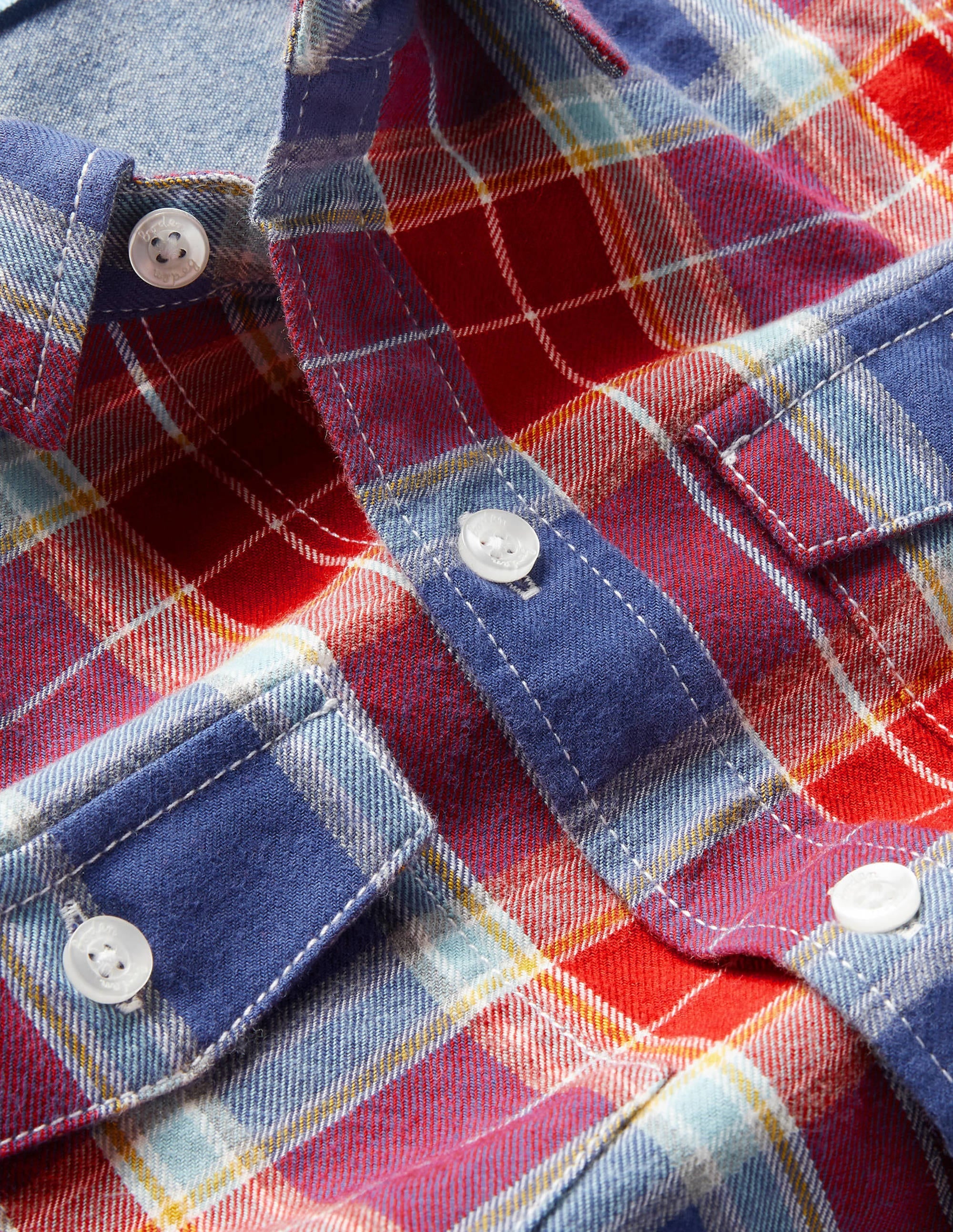 Cosy Brushed Check Shirt-Rockabilly Red/Starboard Blue - Image 3