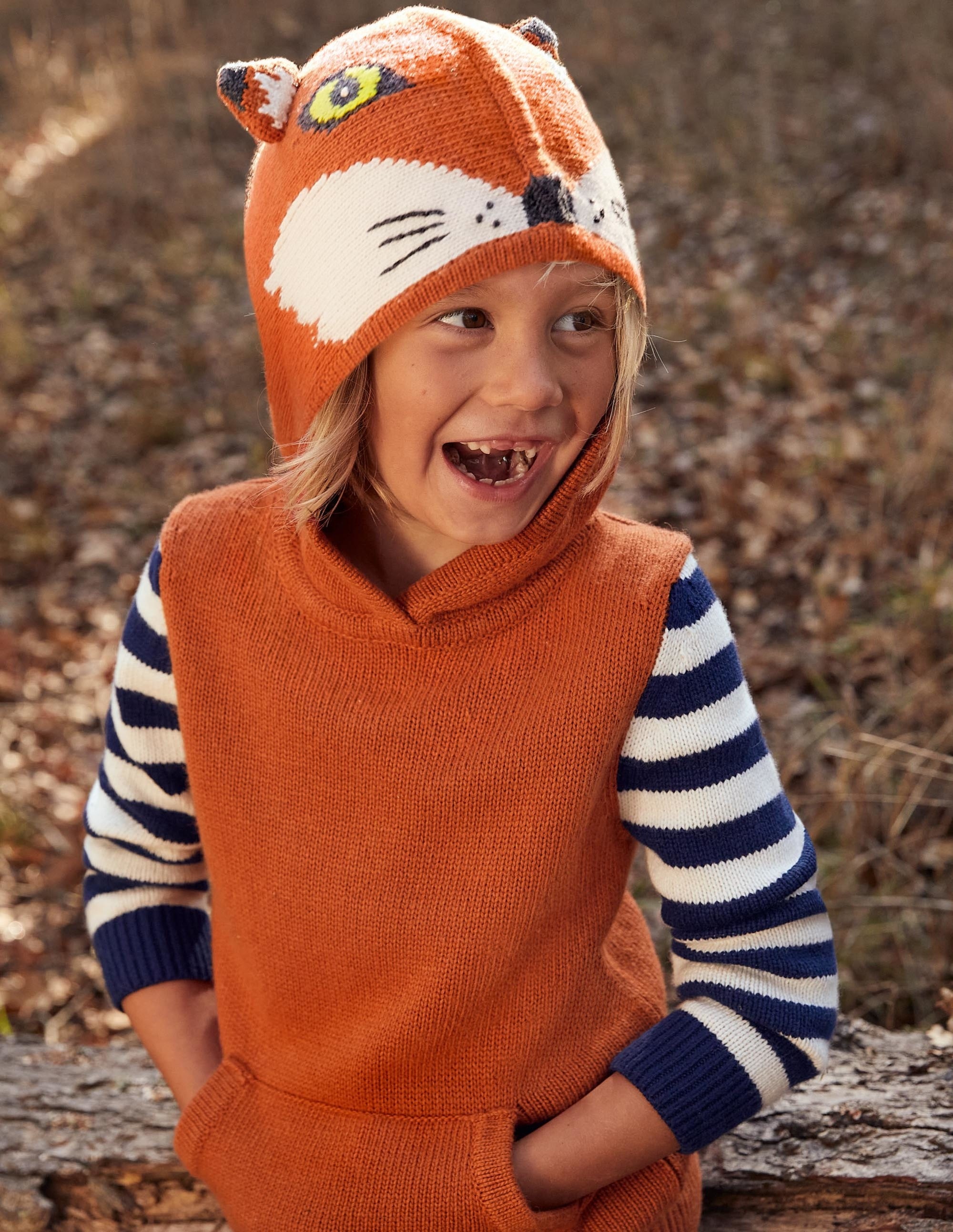 Woodland Knitted Hoodie-Rust Brown Marl Fox - Image 5