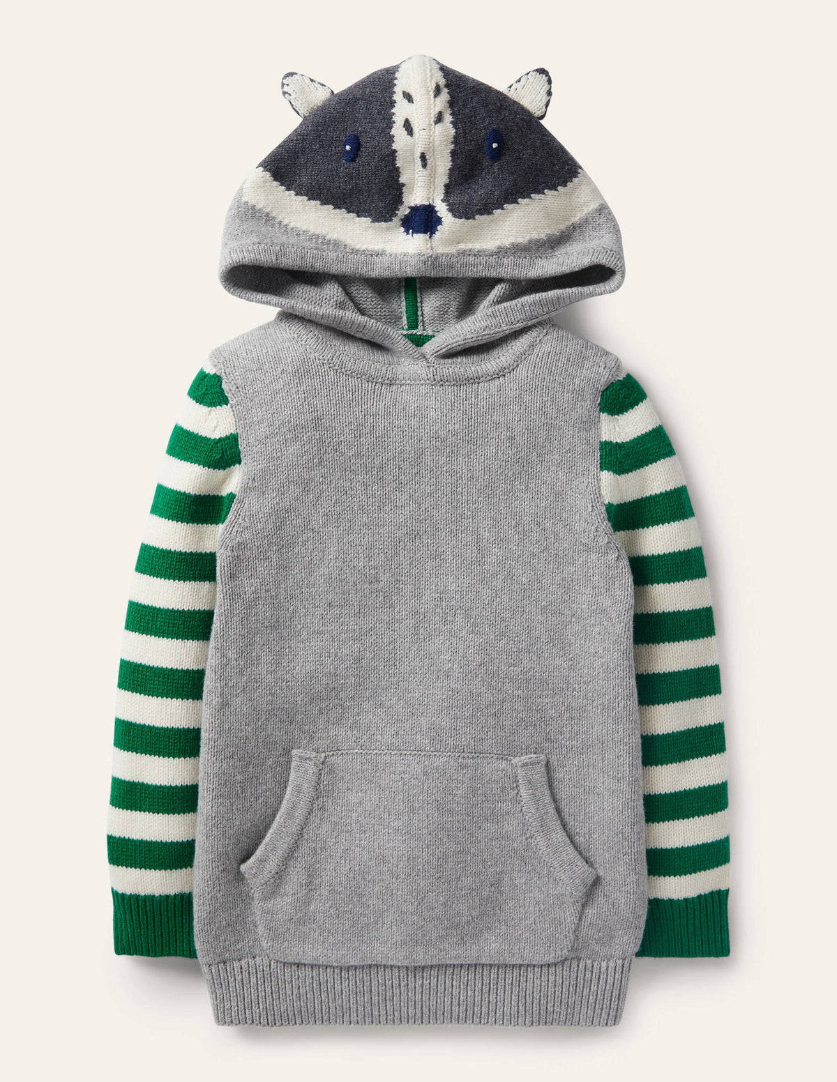 Woodland Knitted Hoodie-Grey Marl Badger-1