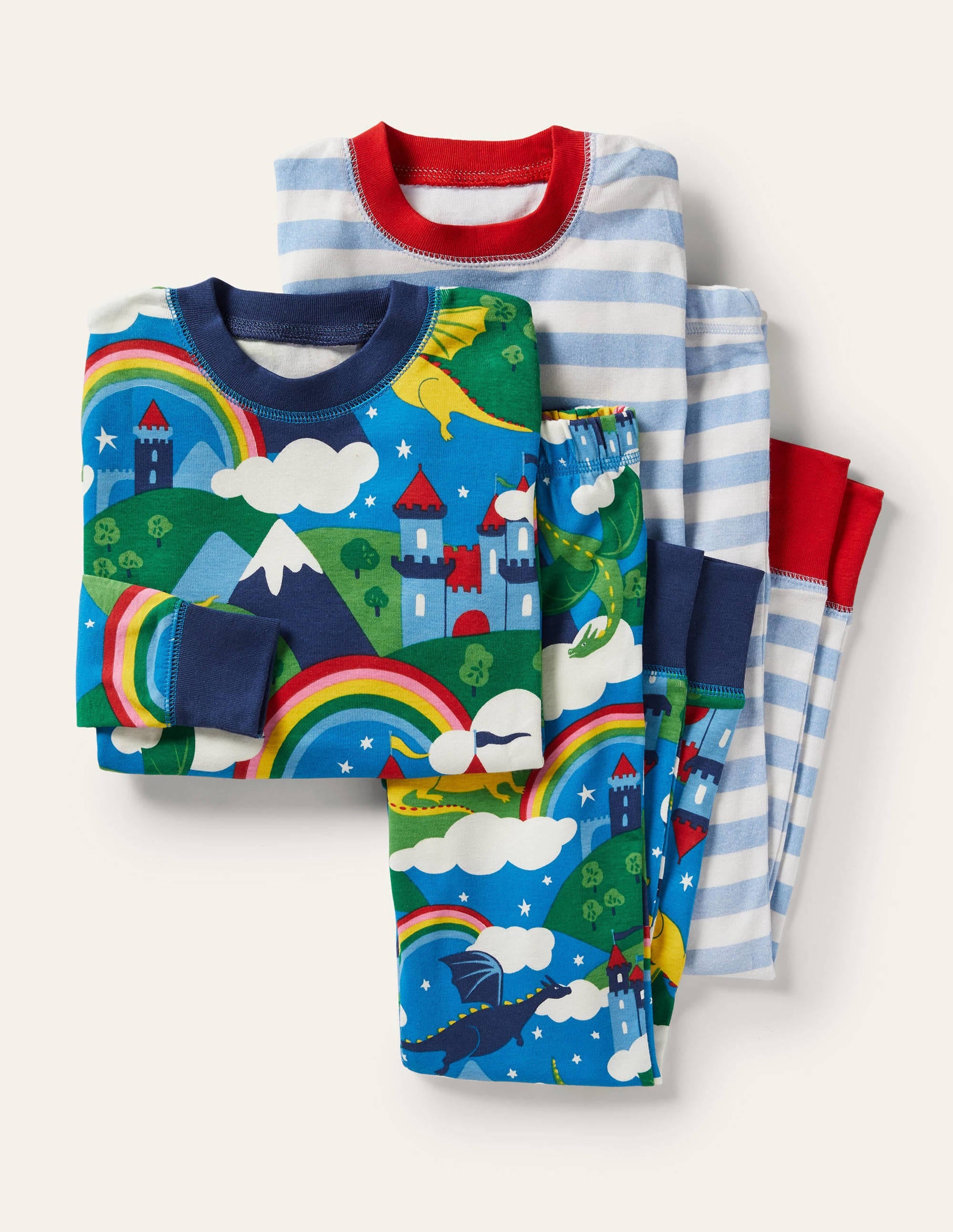 Twin Pack Snug Pyjamas-Blue Rainbow Dragon - Image 1