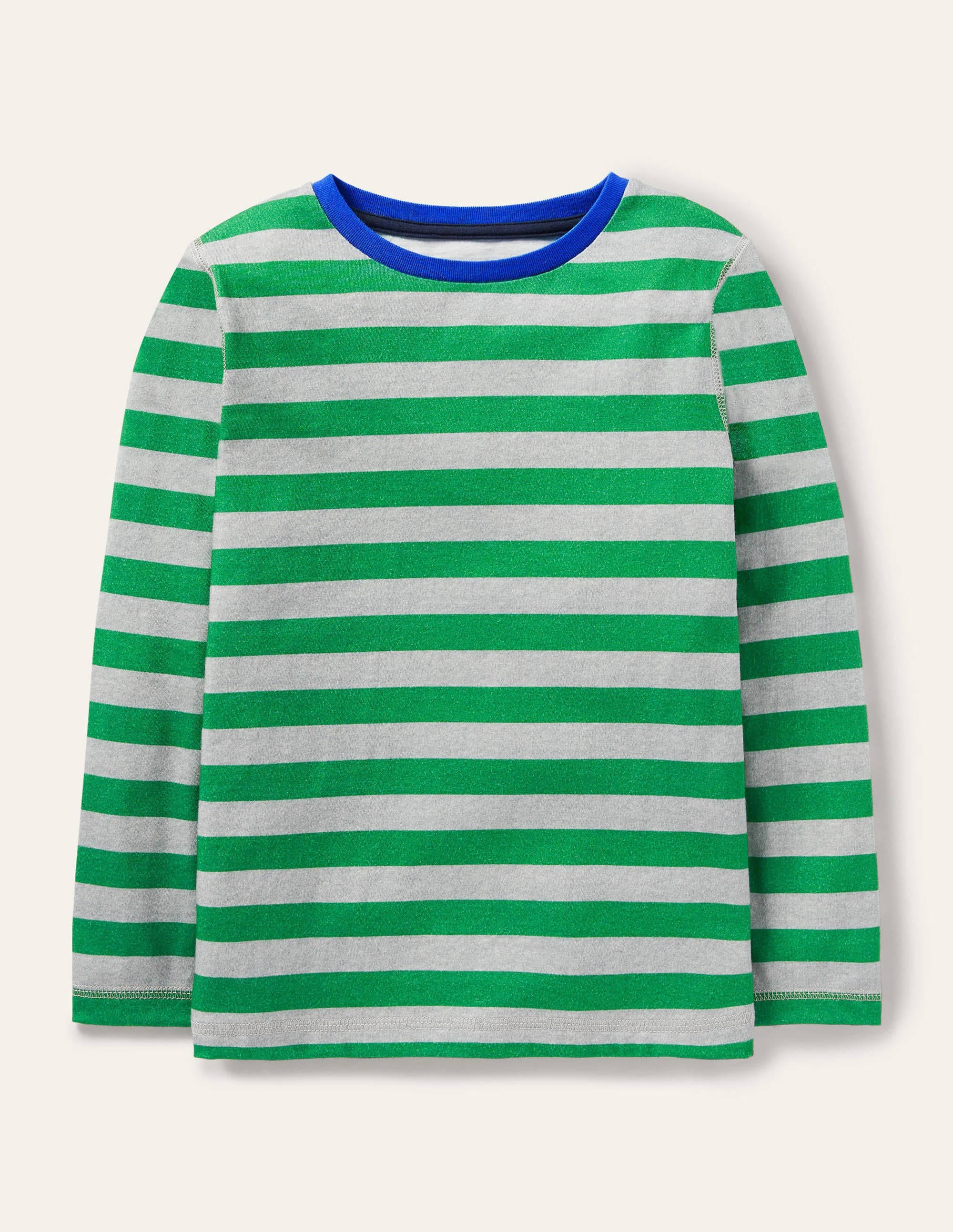 Supersoft Long-sleeved T-shirt-Grey Marl/Highland Green - Image 1