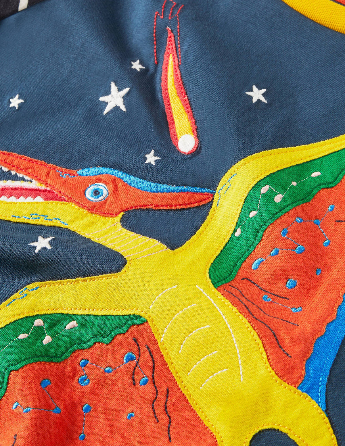 Wrap-around Appliqué T-shirt-Stormy Blue Pterodactyl-3