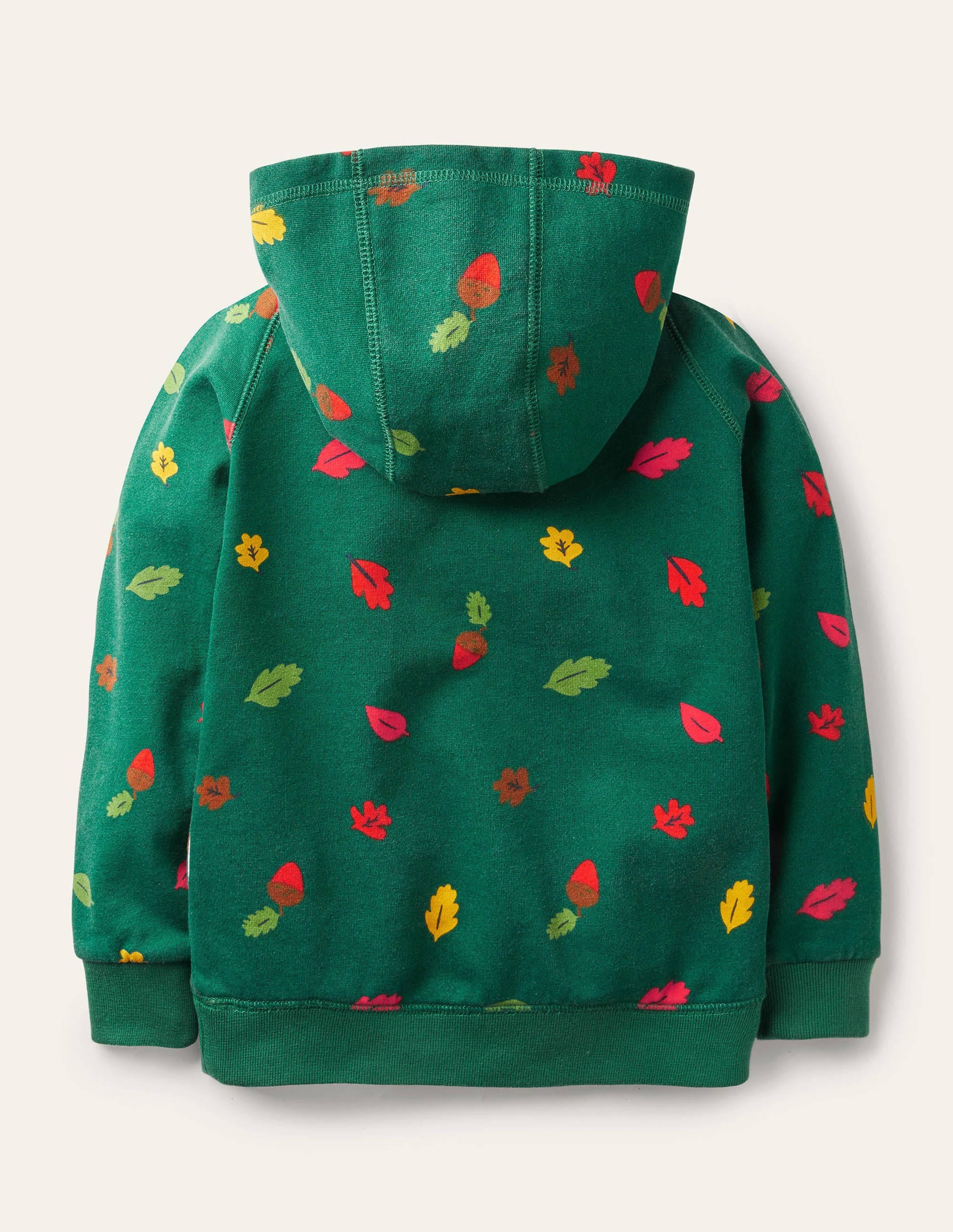 Patchwork Appliqué Hoodie-Forest Green Hedgehog - Image 2