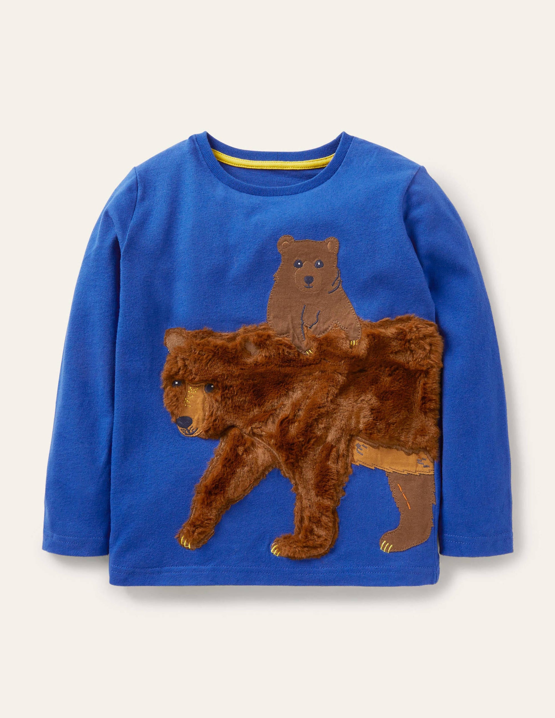 Forest Appliqué T-shirt-Brilliant Blue Bear-1