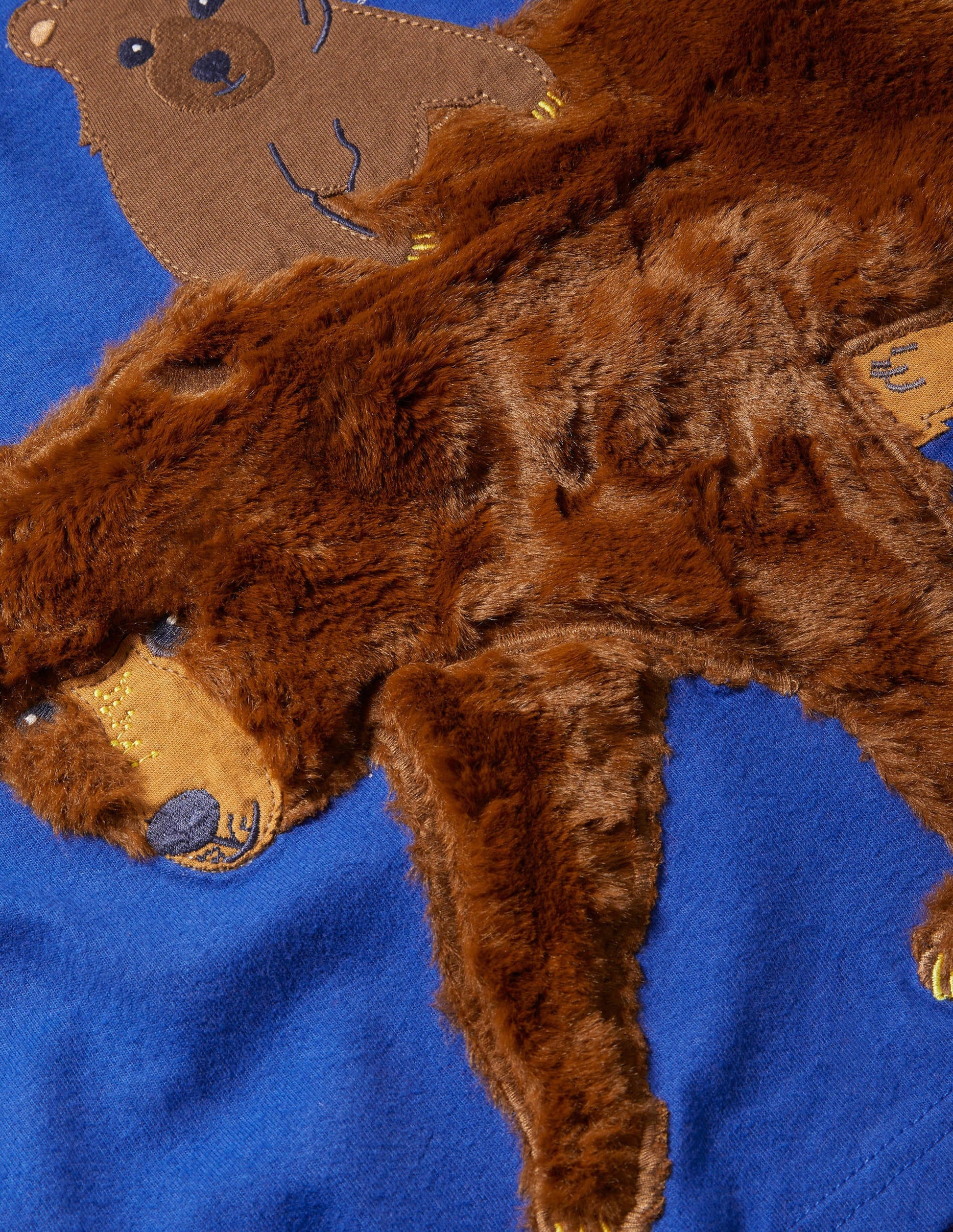 Forest Appliqué T-shirt-Brilliant Blue Bear-3