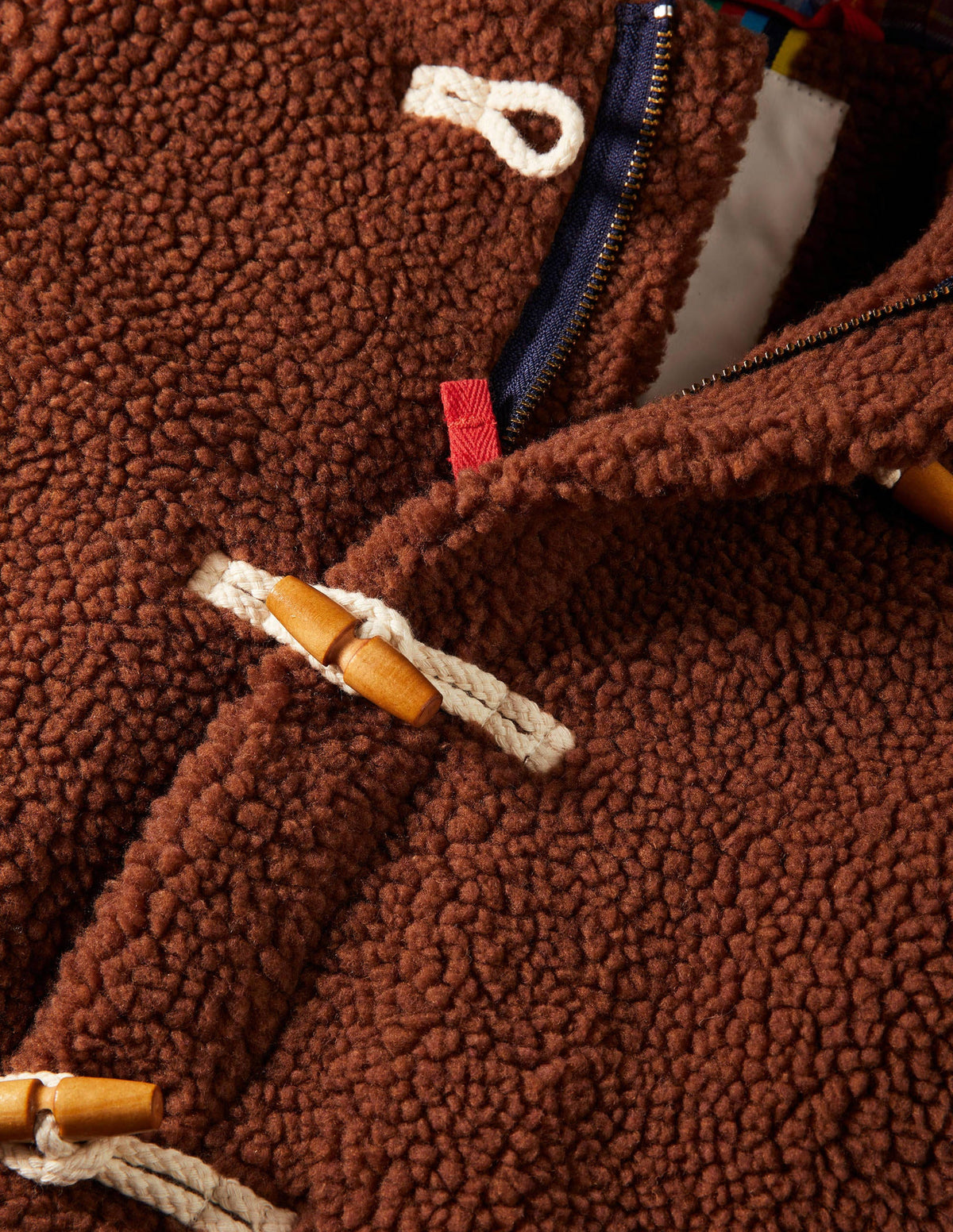 Borg Teddy Bear Duffle Coat-Natural Brown-3