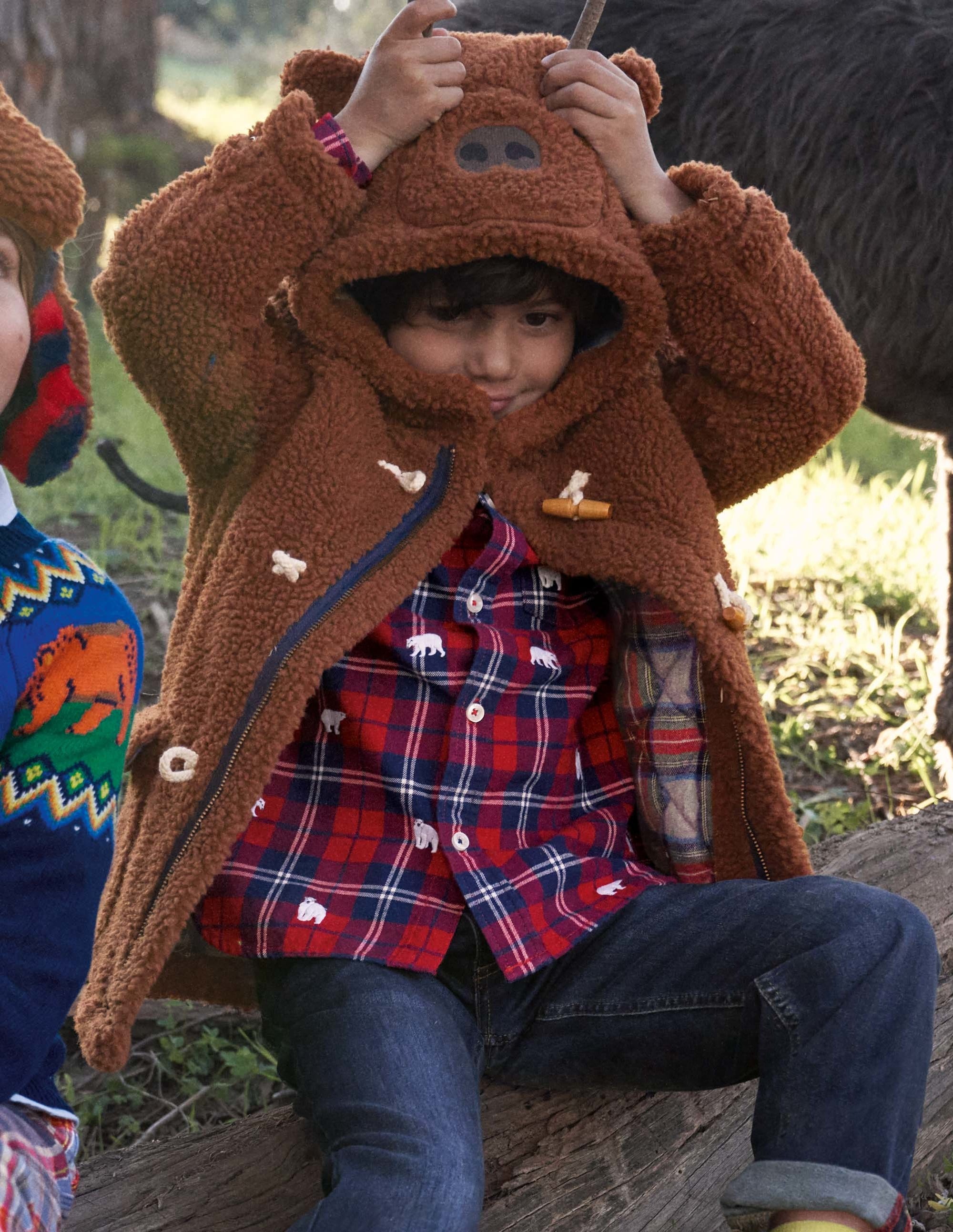 Borg Teddy Bear Duffle Coat-Natural Brown - Image 4
