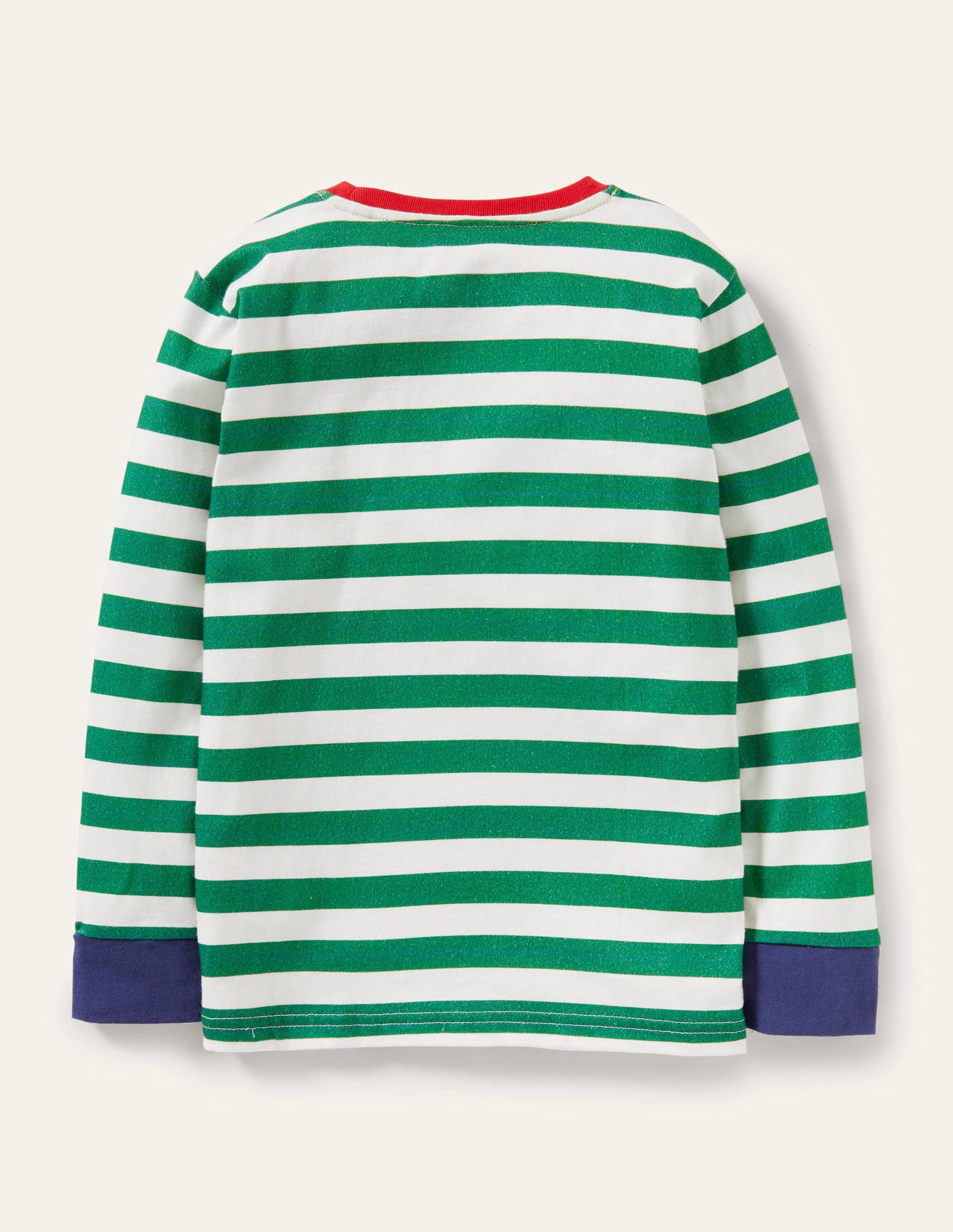 Fun Christmas T-shirt-Ivory/Forest Green Santa Zip - Image 2