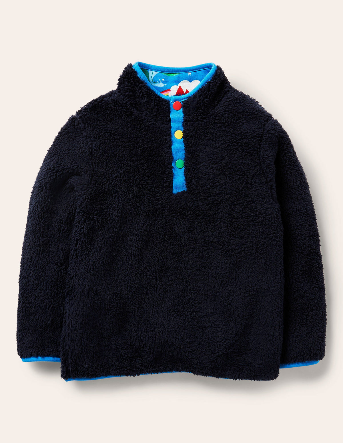 Reversible Henley Sweatshirt-Starboard Blue/Magical Castle - Image 4