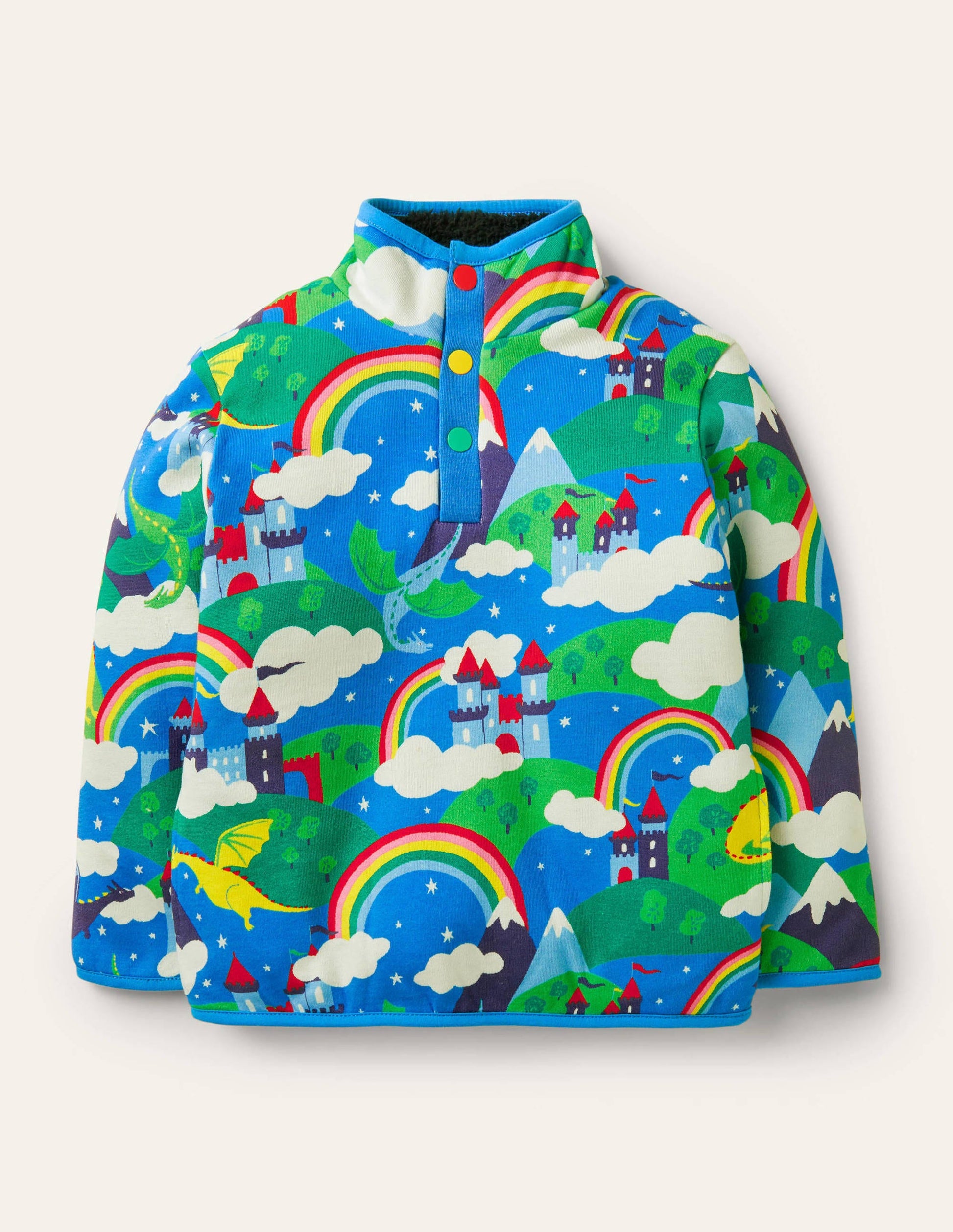 Reversible Henley Sweatshirt-Starboard Blue/Magical Castle-1