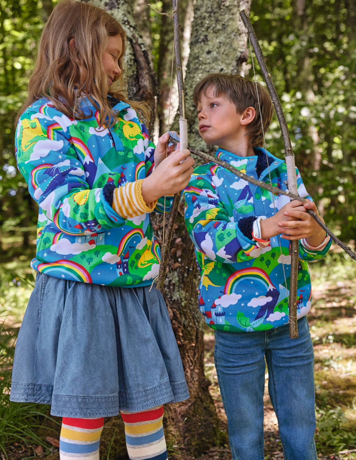 Reversible Henley Sweatshirt-Starboard Blue/Magical Castle-5