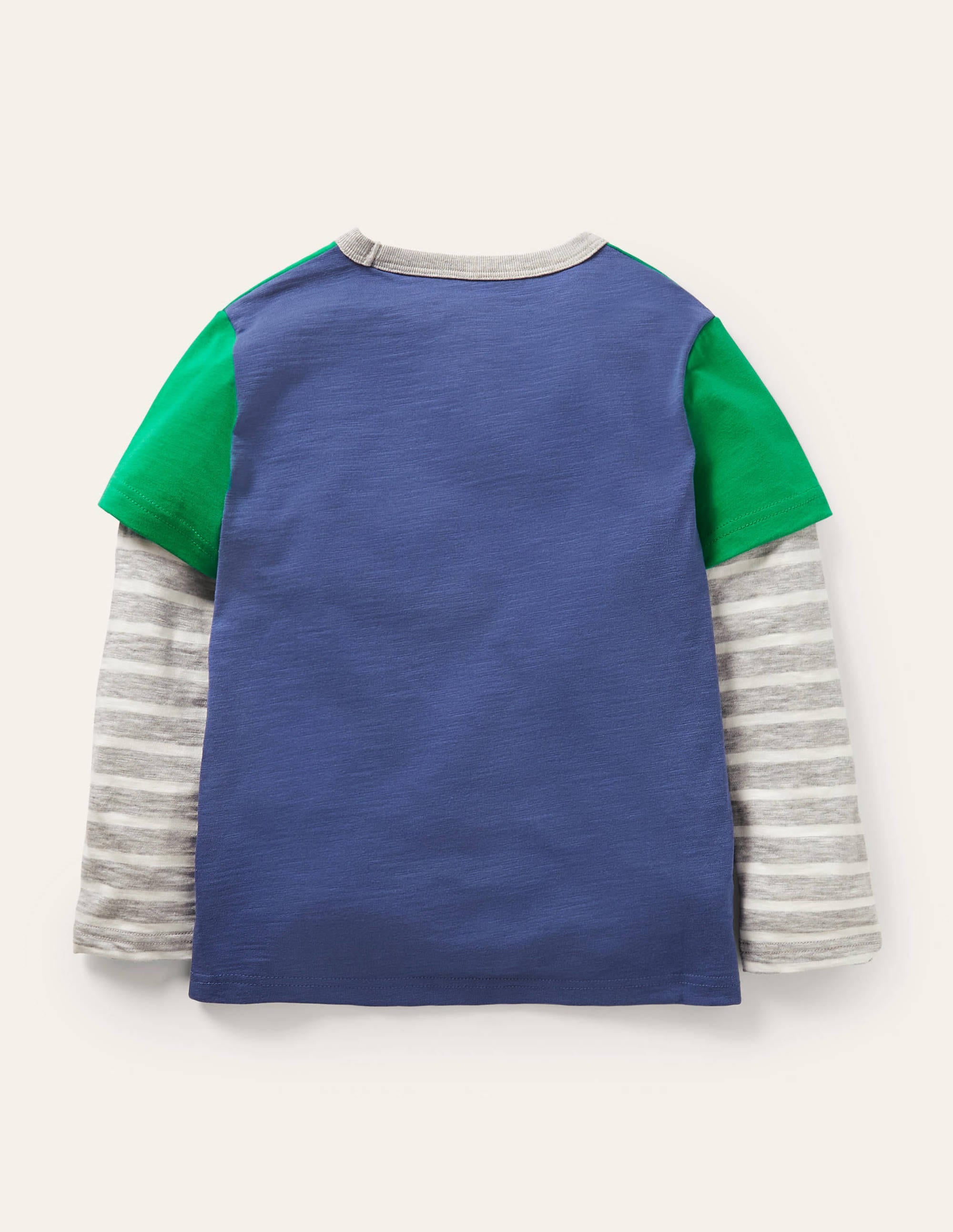 Colourblock Layered T-shirt-Highland Green/Blue - Image 2