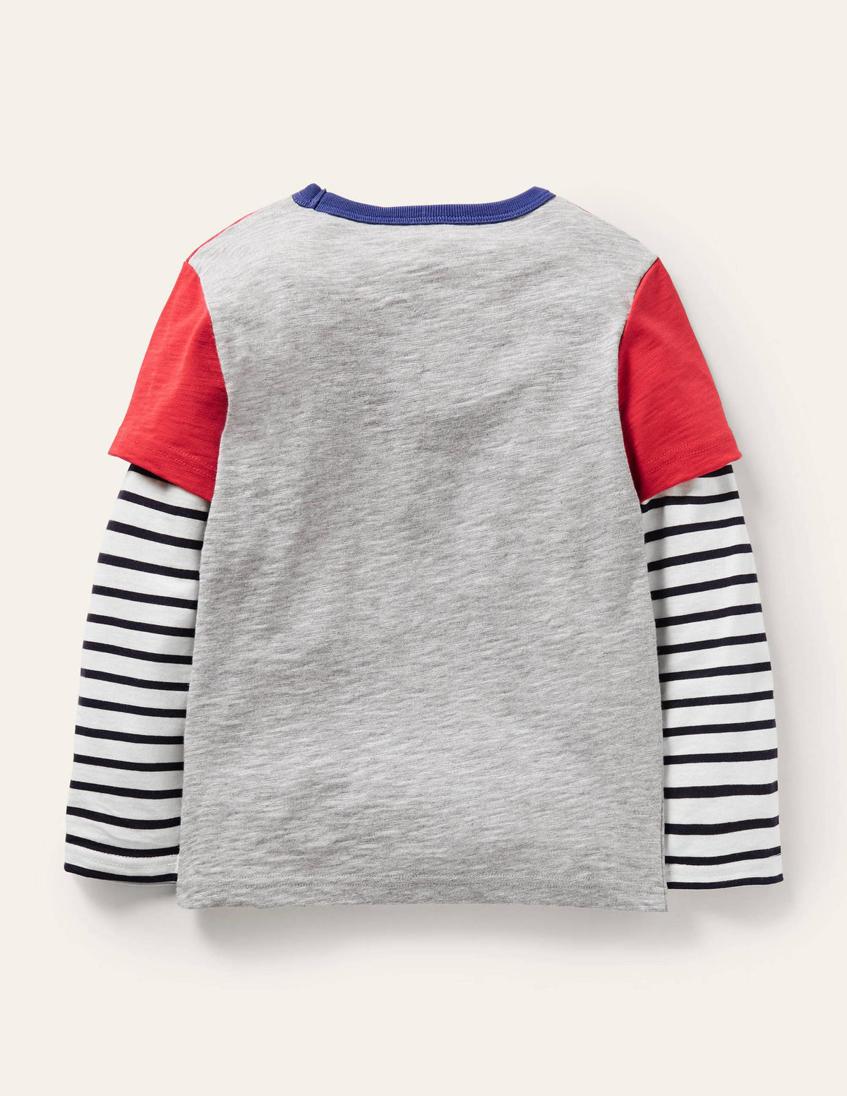 Colourblock Layered T-shirt-Rockabilly Red/Grey-2