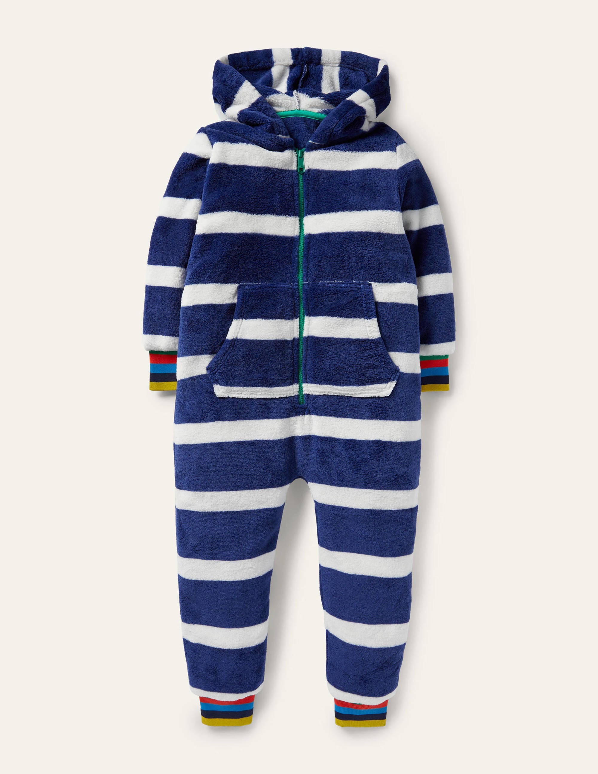 Cosy Fleece All-In-One-College Navy/Ivory Rainbow - Image 1