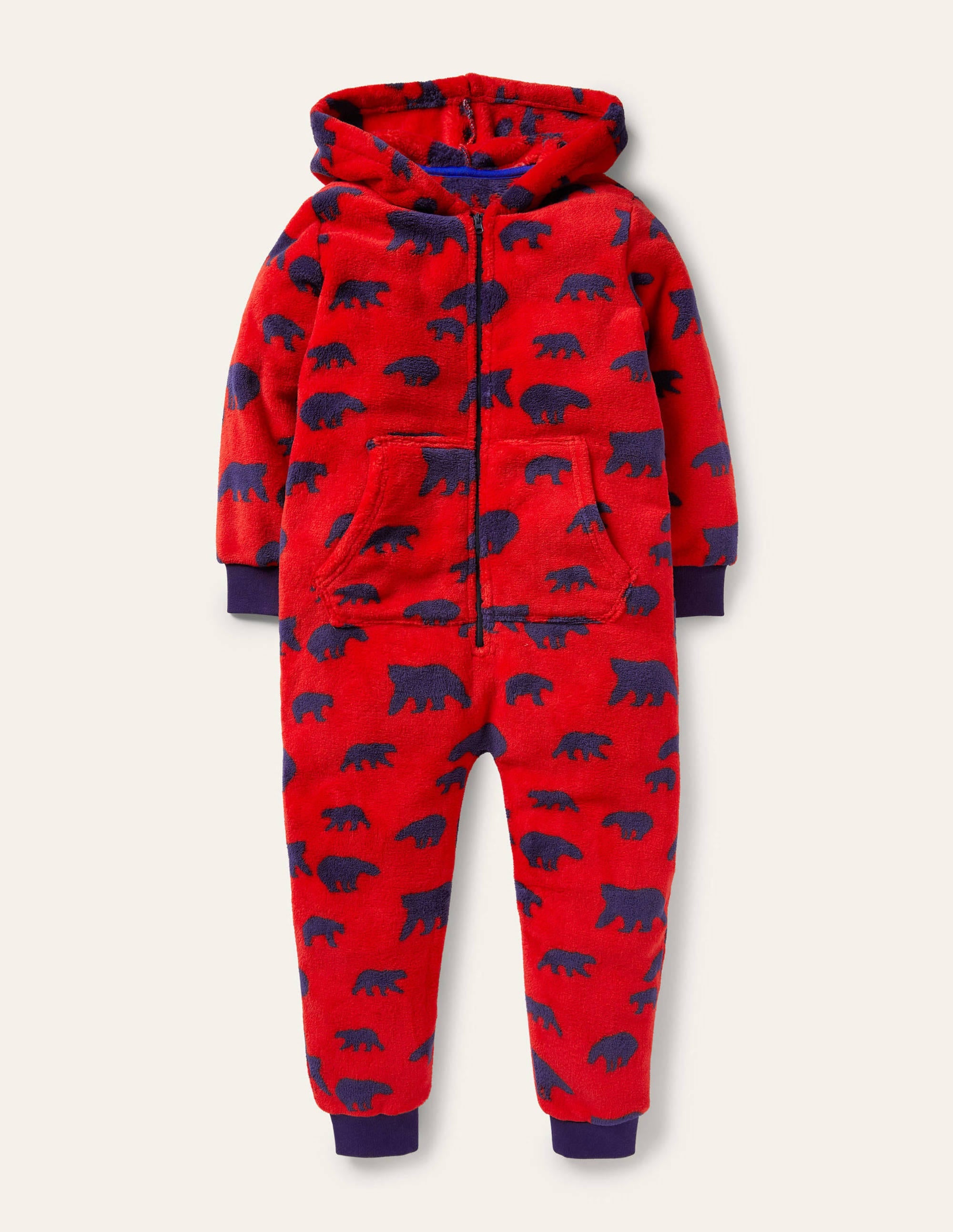 Cosy Fleece All-In-One-Rockabilly Red Bears - Image 1