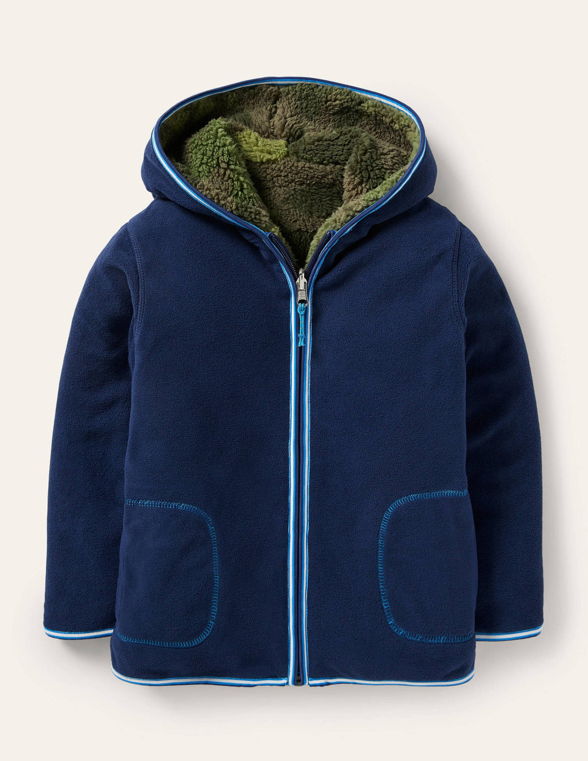 Cosy Reversible Zip-up Hoodie-Dark Khaki Camo - Image 1