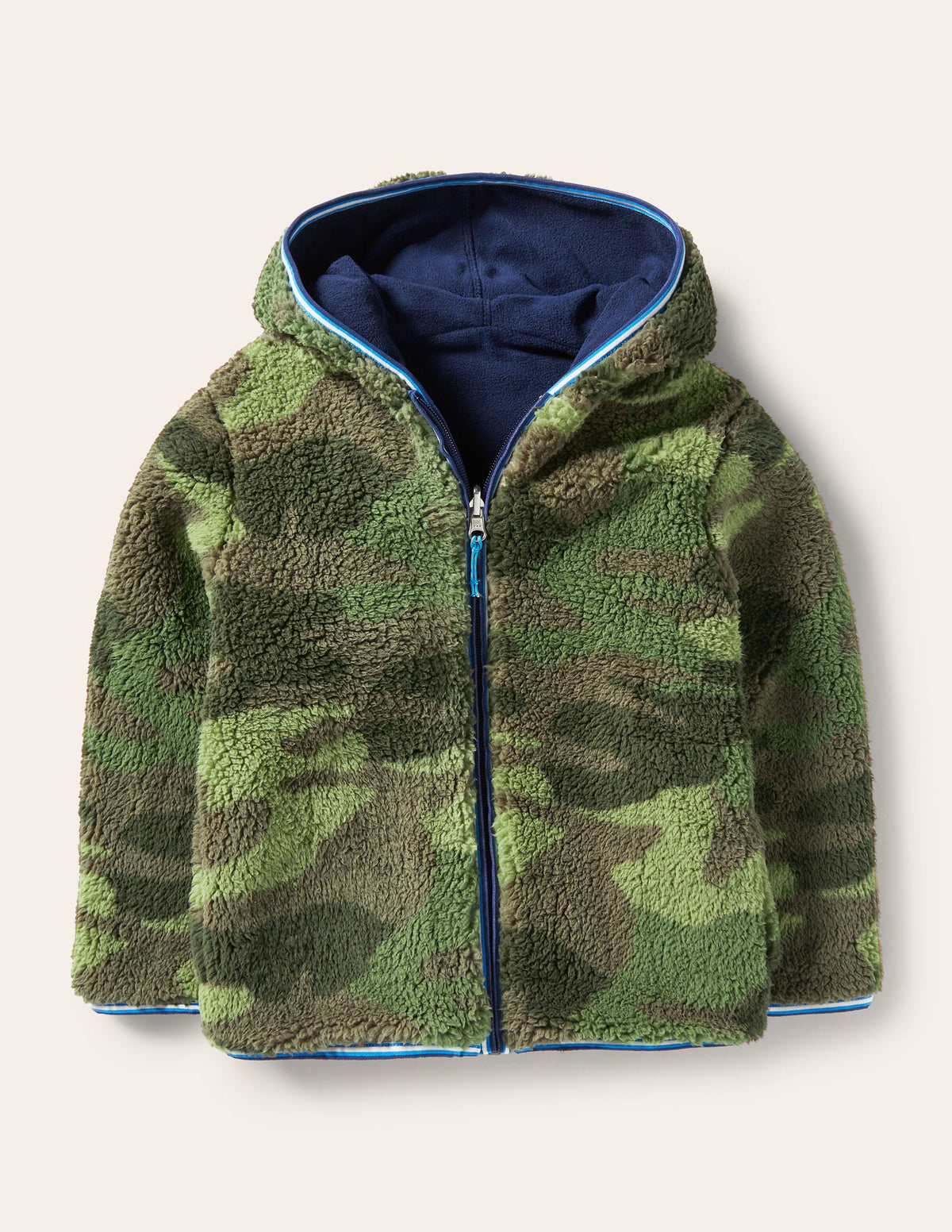 Cosy Reversible Zip-up Hoodie-Dark Khaki Camo - Image 4