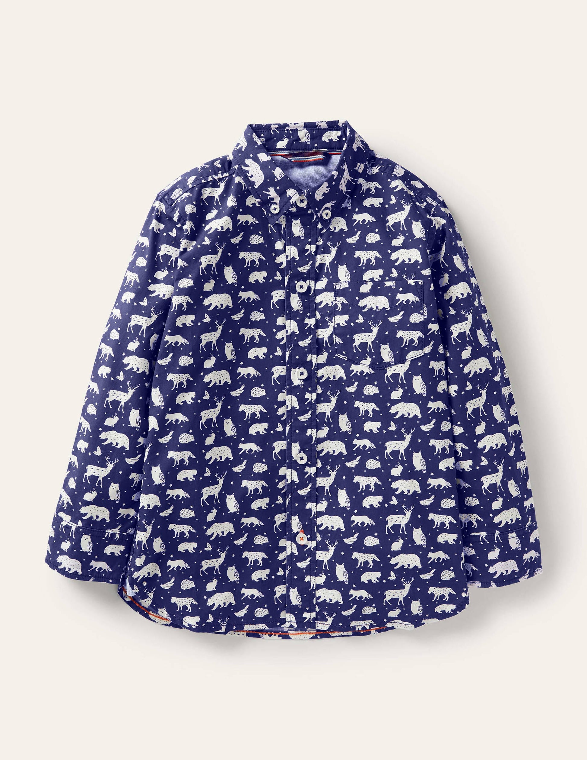 Printed Party Shirt-Starboard Blue Woodland Animal-1