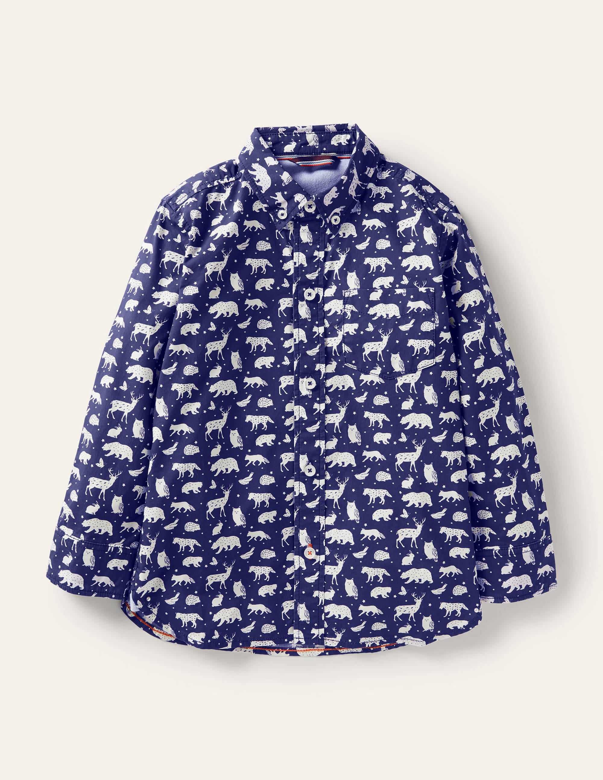 Printed Party Shirt-Starboard Blue Woodland Animal - Image 1