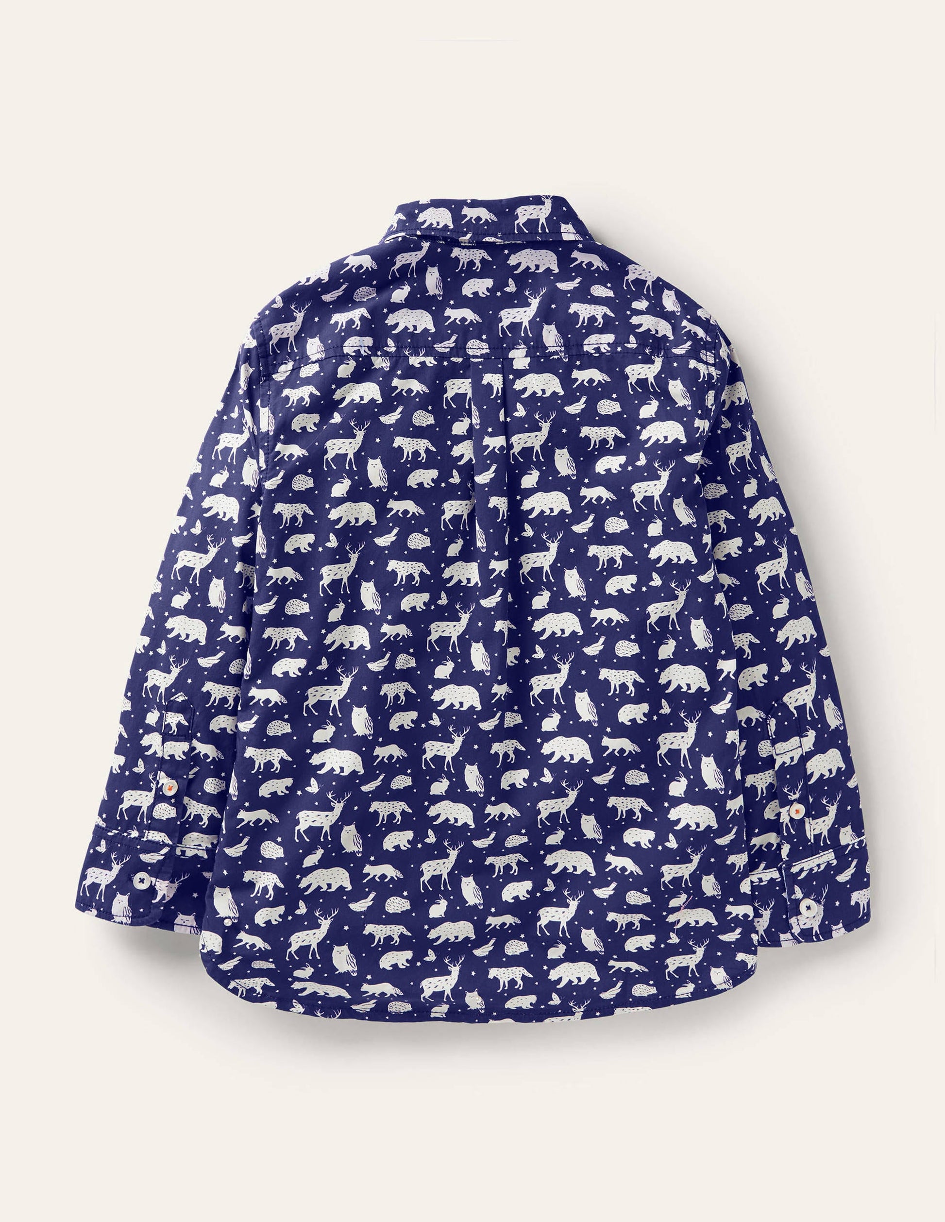 Printed Party Shirt-Starboard Blue Woodland Animal-2