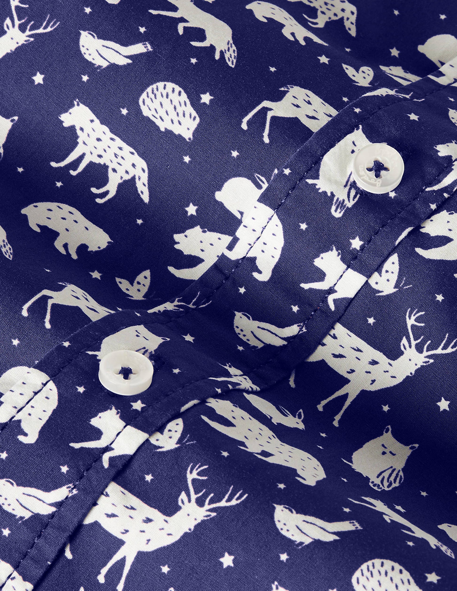Printed Party Shirt-Starboard Blue Woodland Animal-3