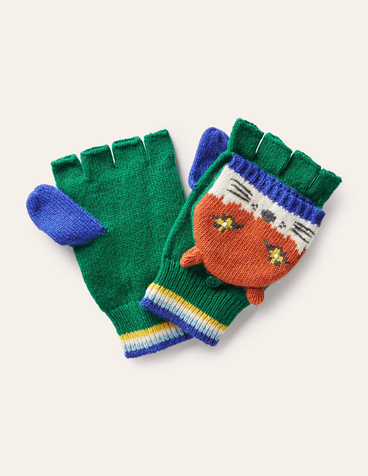 Fun Fox Mittens-Forest Green - Image 1