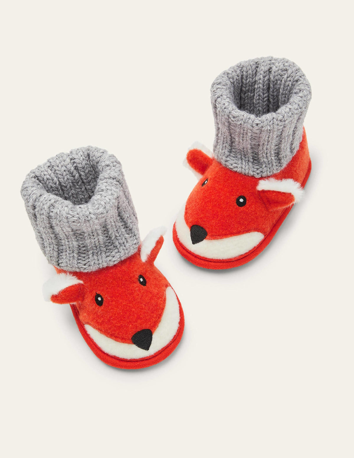 Fox Knitted Slipper Booties-Autumn Orange-1
