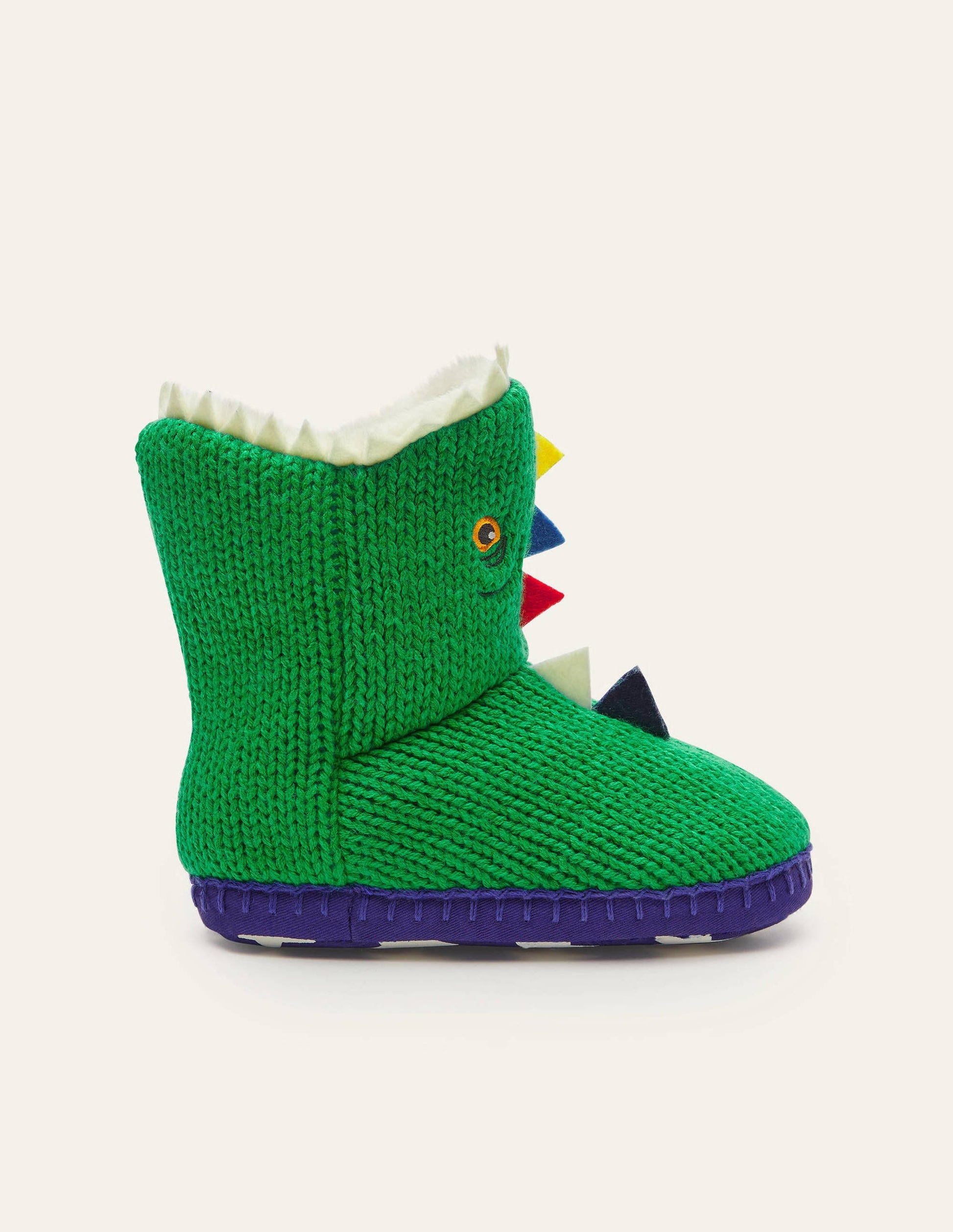 Knitted Dinosaur Slippers-Highland Green-2