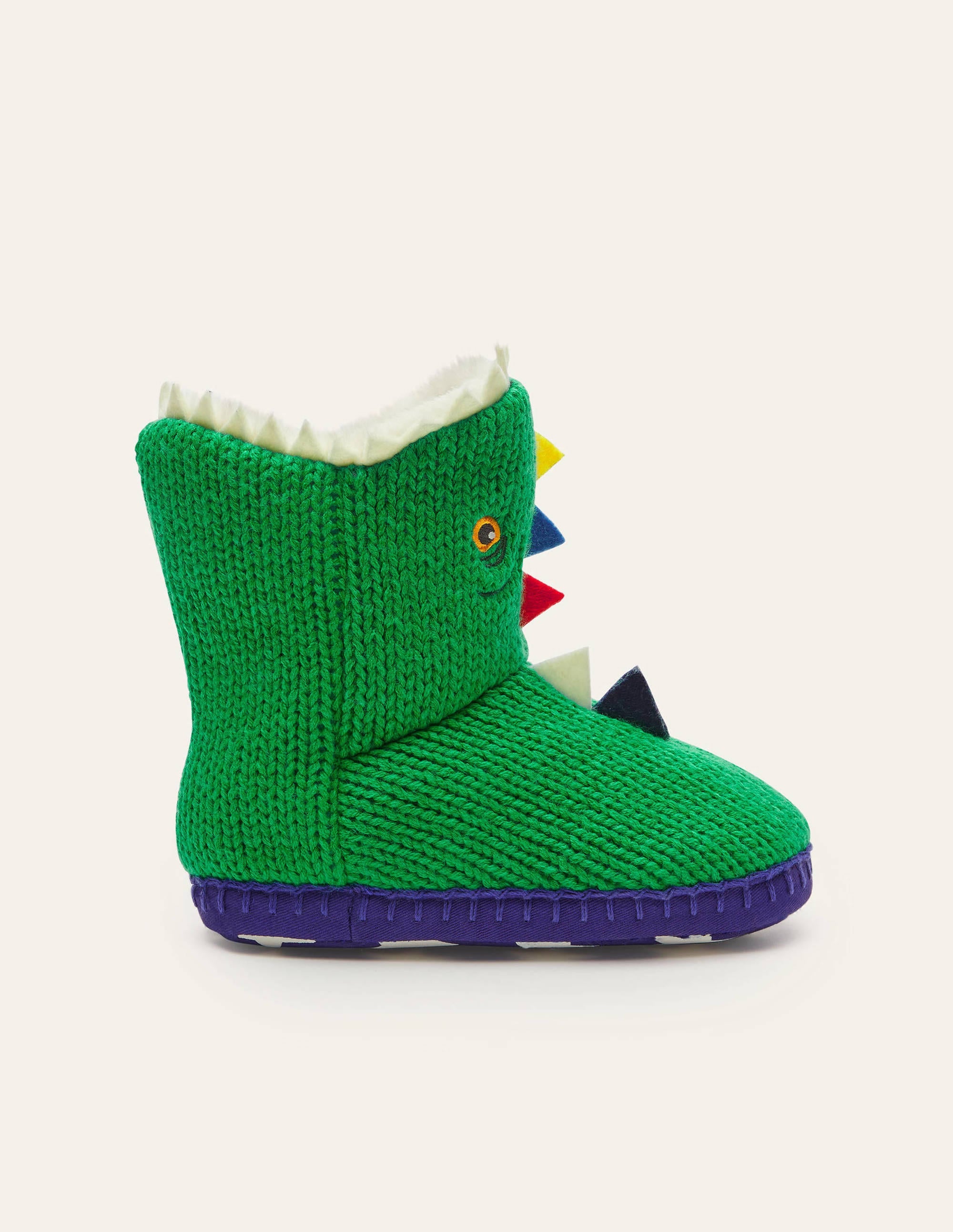 Knitted Dinosaur Slippers-Highland Green - Image 2