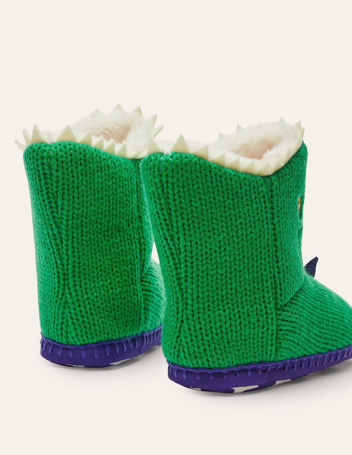 Knitted Dinosaur Slippers-Highland Green-3
