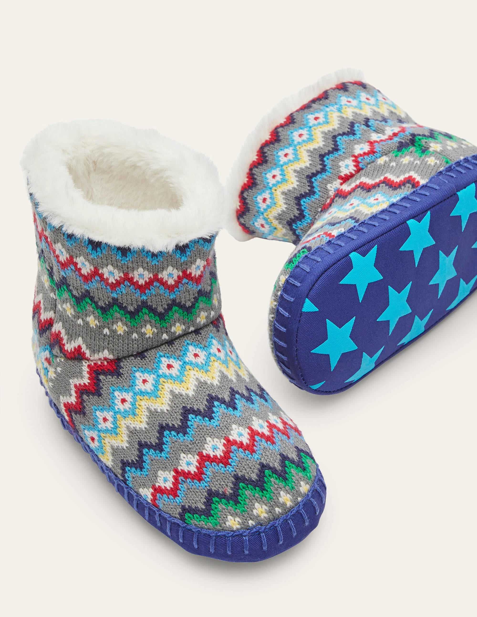 Slipper Boots-Grey Fairisle - Image 1