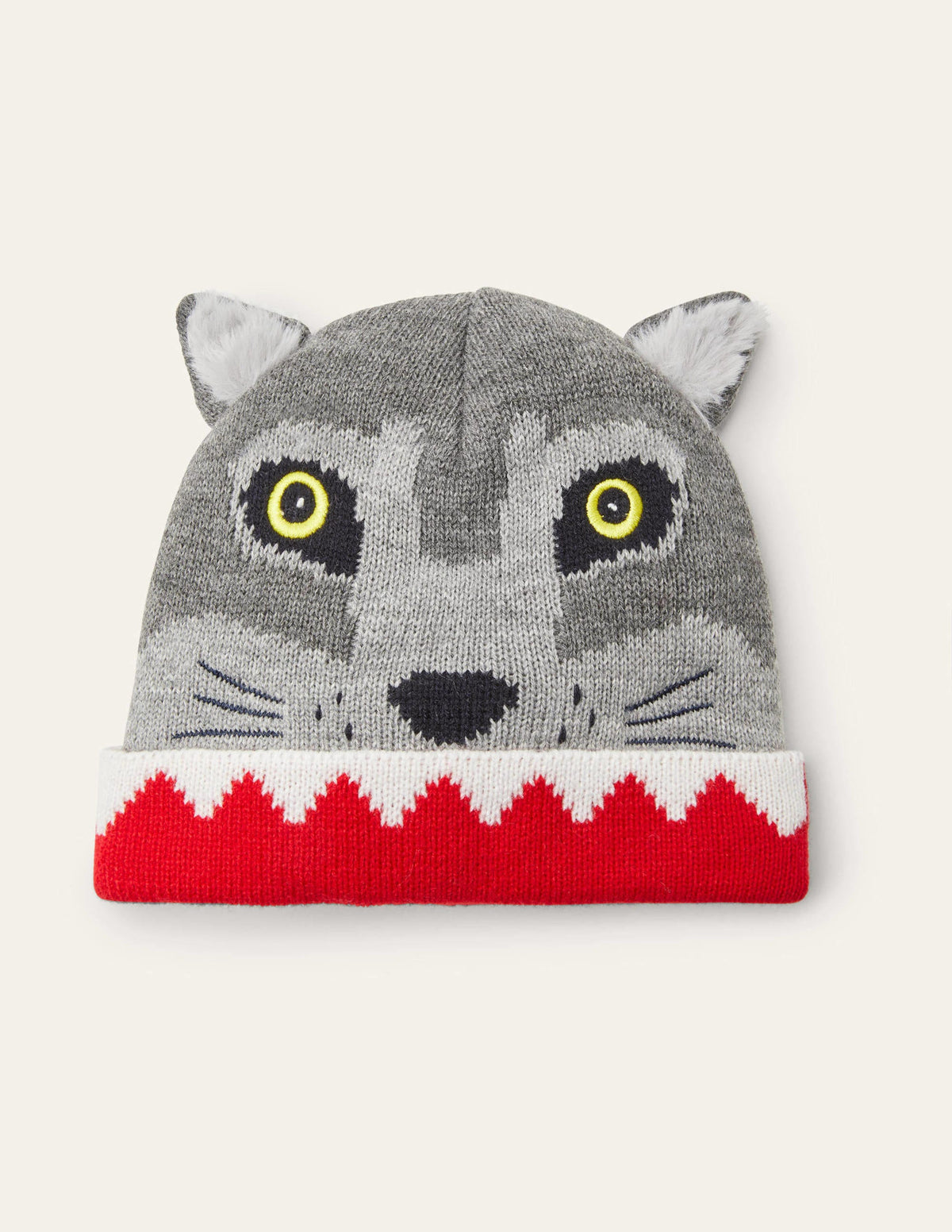 Wolf Knitted Hat-Grey Marl-1