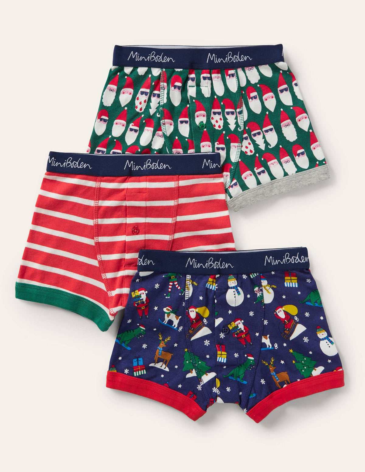 Christmas Boxers 3 Pack-Green Santa-1