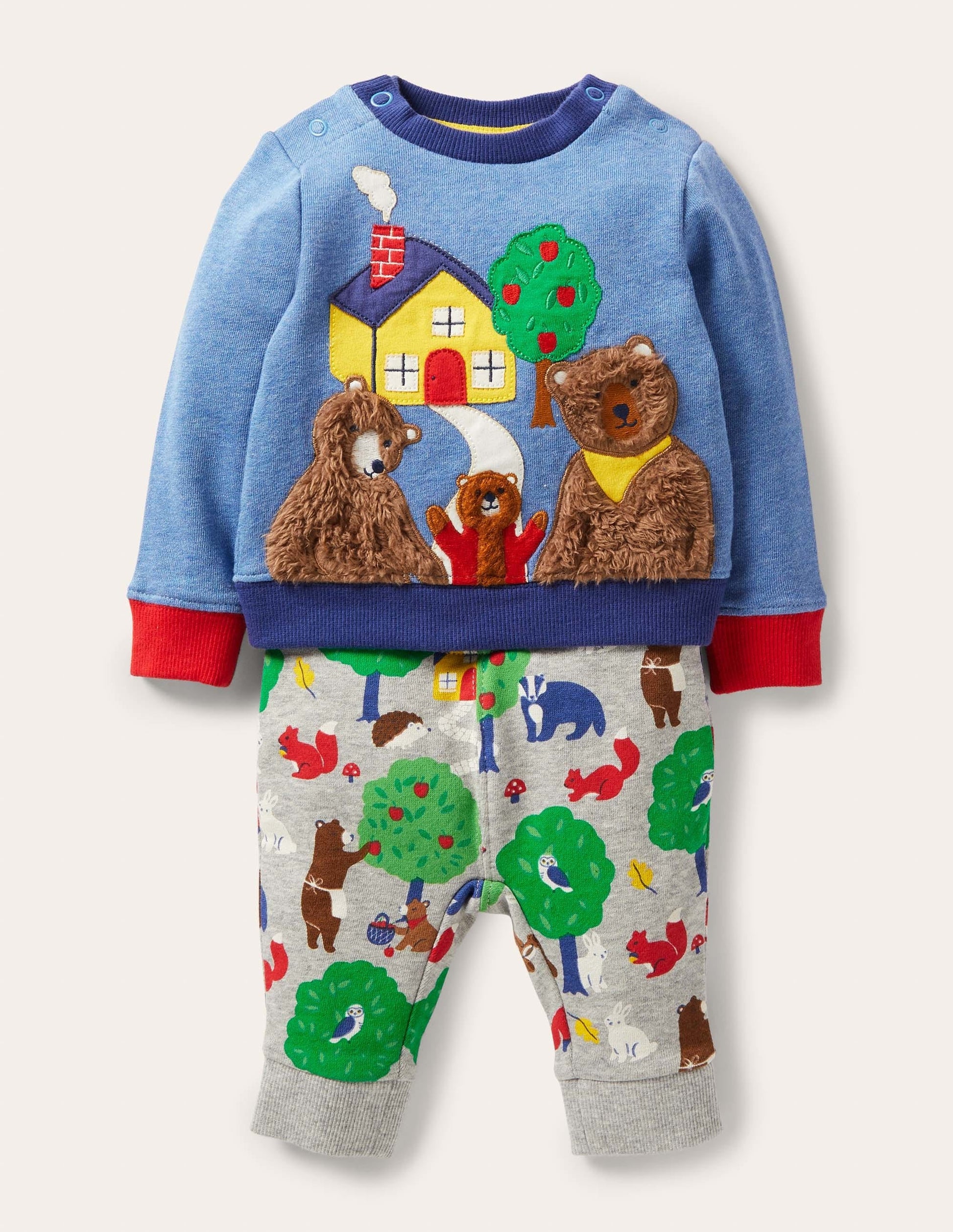 Cosy Sweatshirt & Bottoms Set-Grey Marl Bears-1