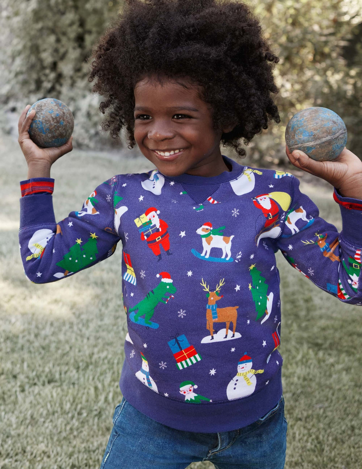 Printed Sweatshirt-Starboard Blue Festive Friends-4
