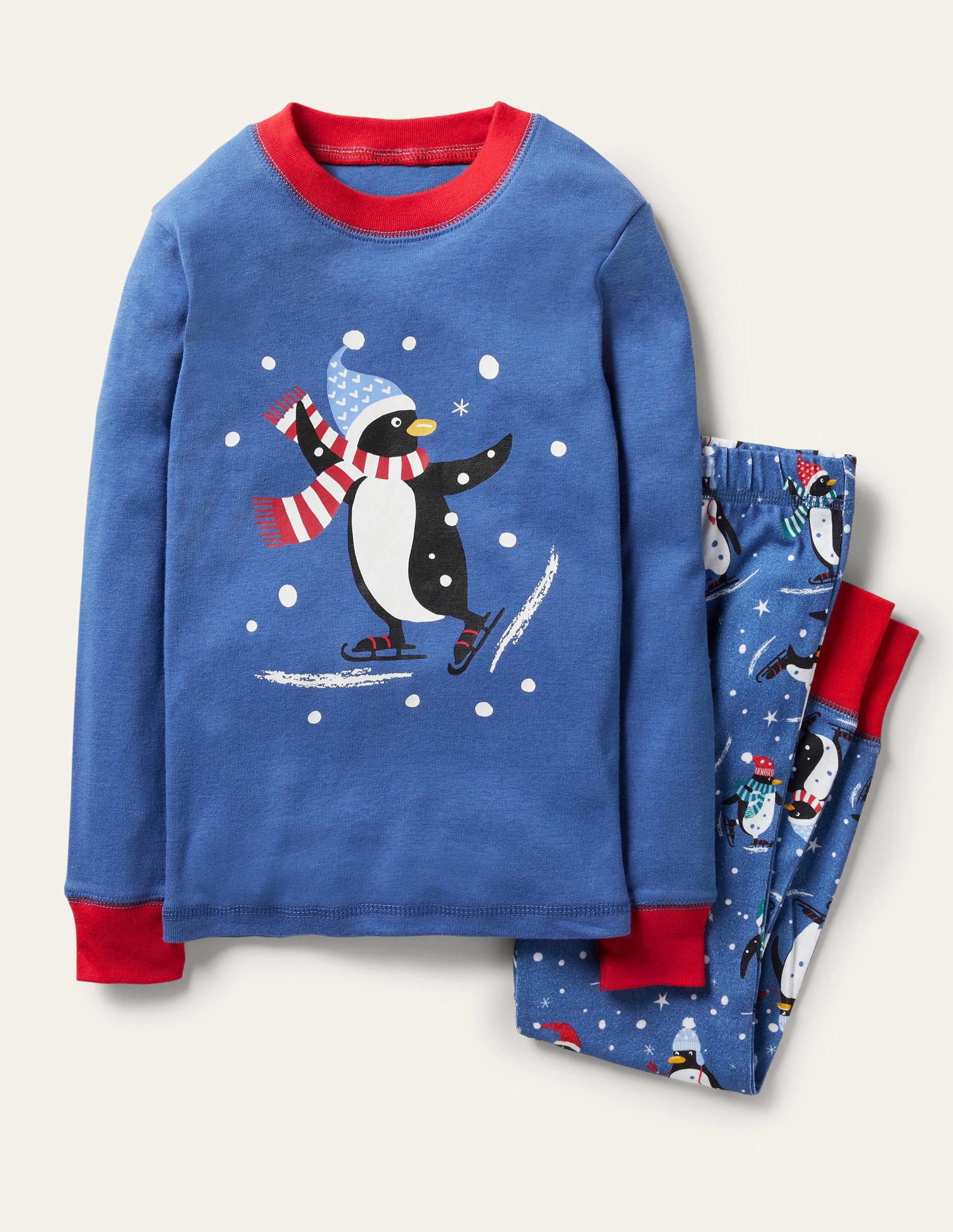 Snug Long John Pyjamas-Elizabethan Blue Penguins - Image 1