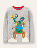 Animal Snow Sports T-shirt-Grey Marl Sledge Animals