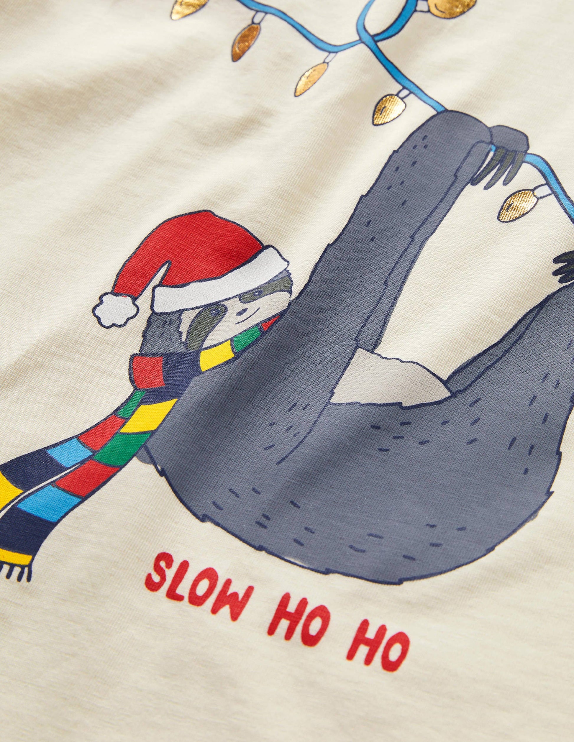 Festive Pun Raglan T-shirt-Ivory/Red Slow Ho-Ho-3